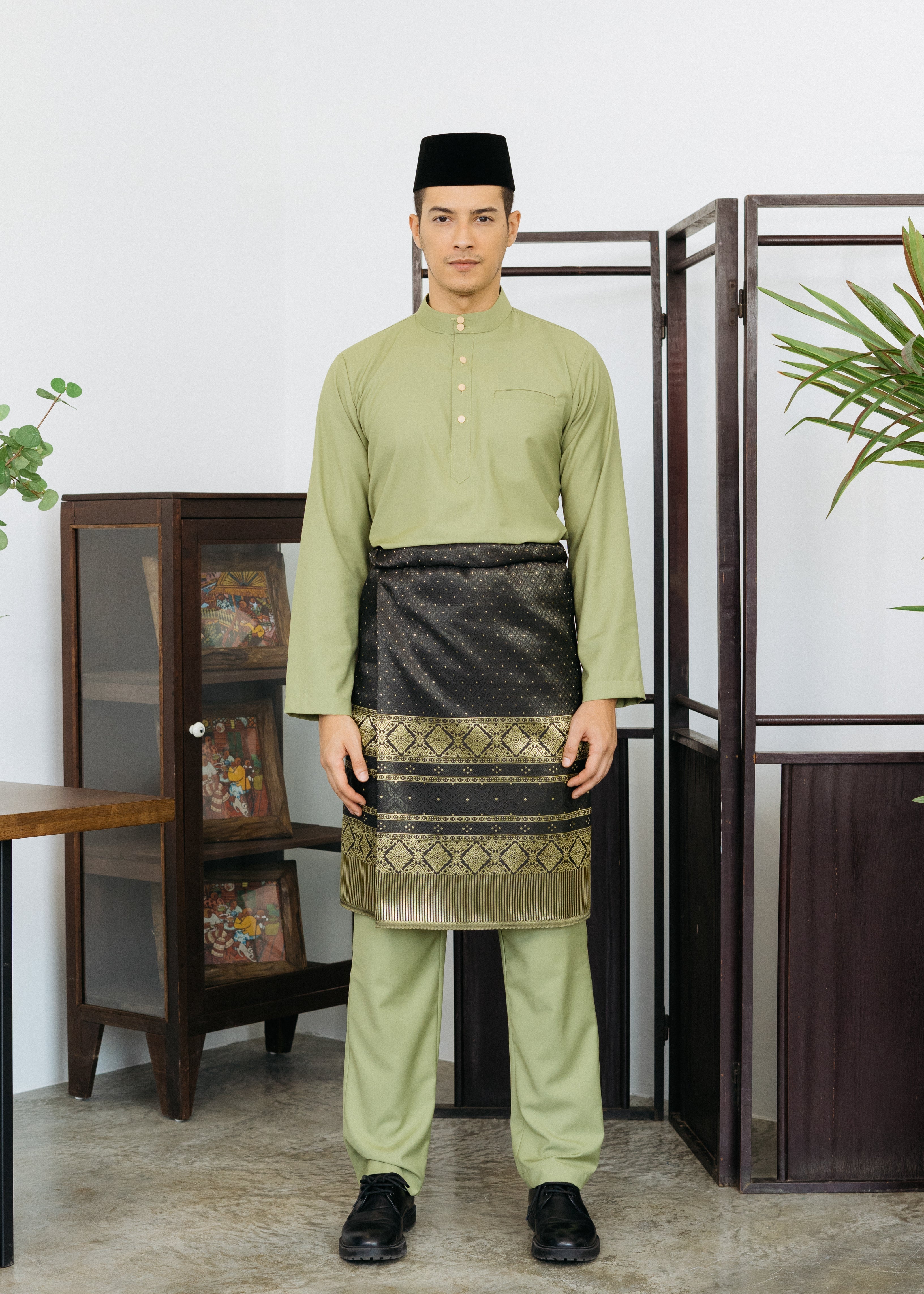 Patawali Baju Melayu Cekak Musang Sage Green
