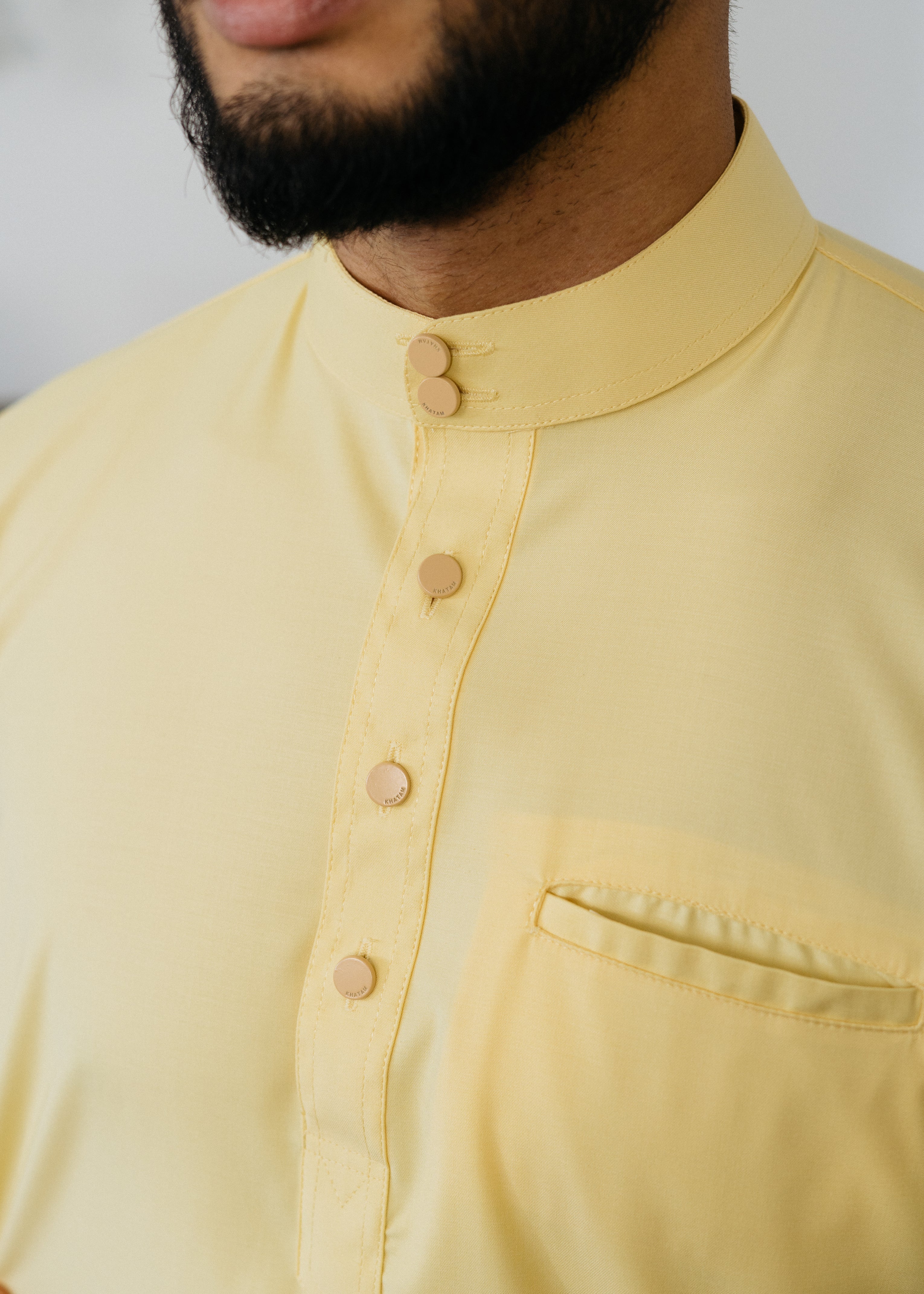 Patawali Baju Melayu Cekak Musang Soft Yellow