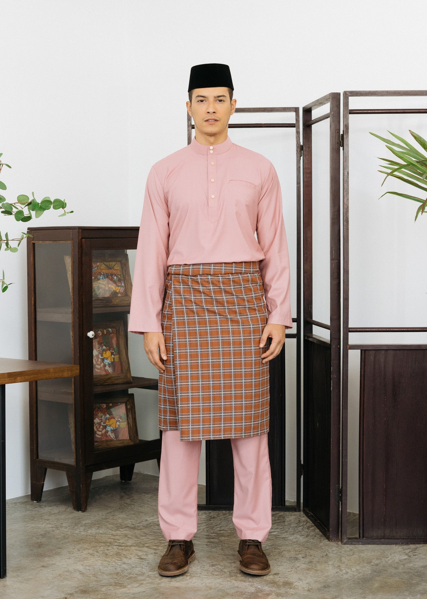 Patawali Baju Melayu Cekak Musang Dusty Pink
