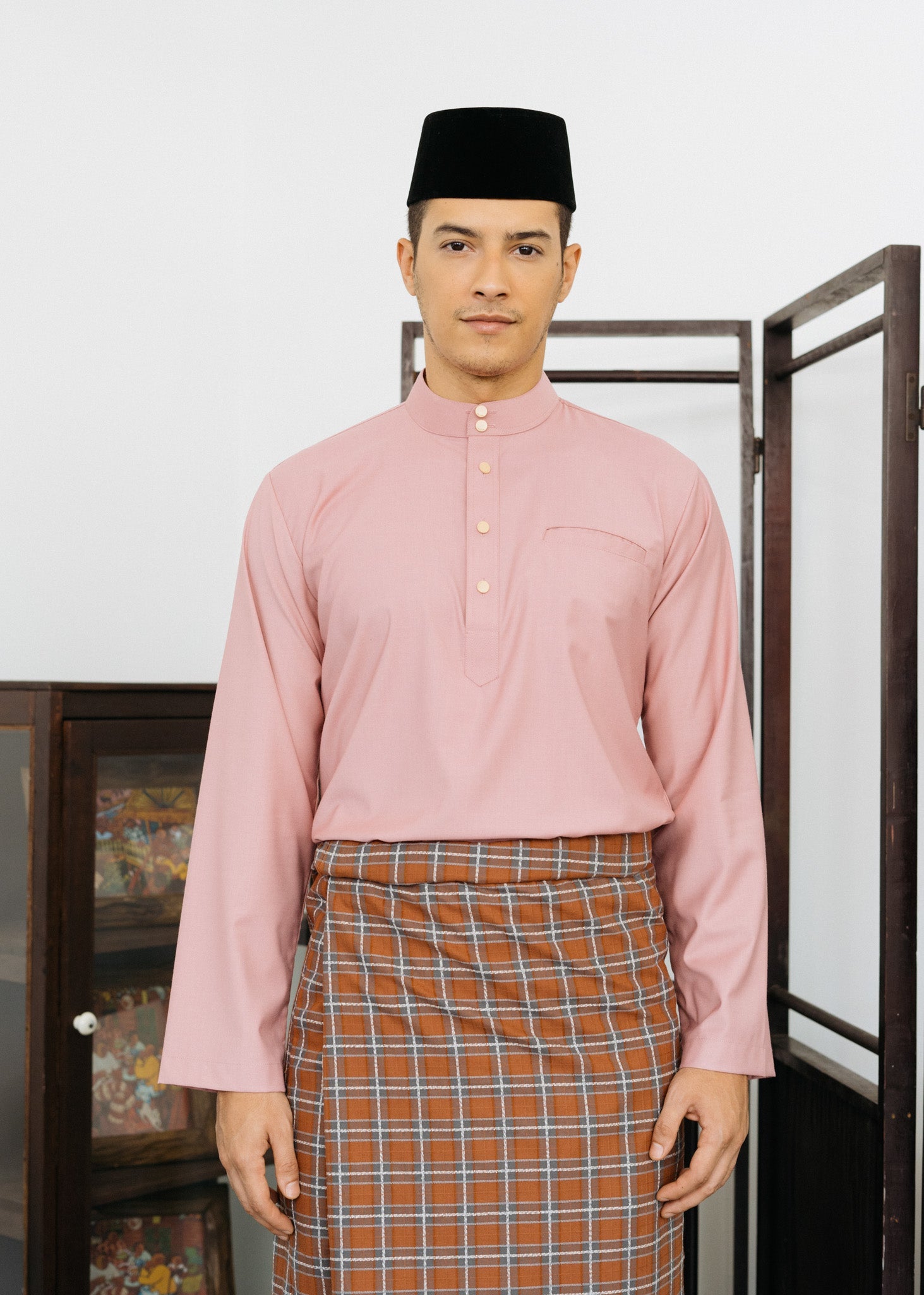 Patawali Baju Melayu Cekak Musang Dusty Pink
