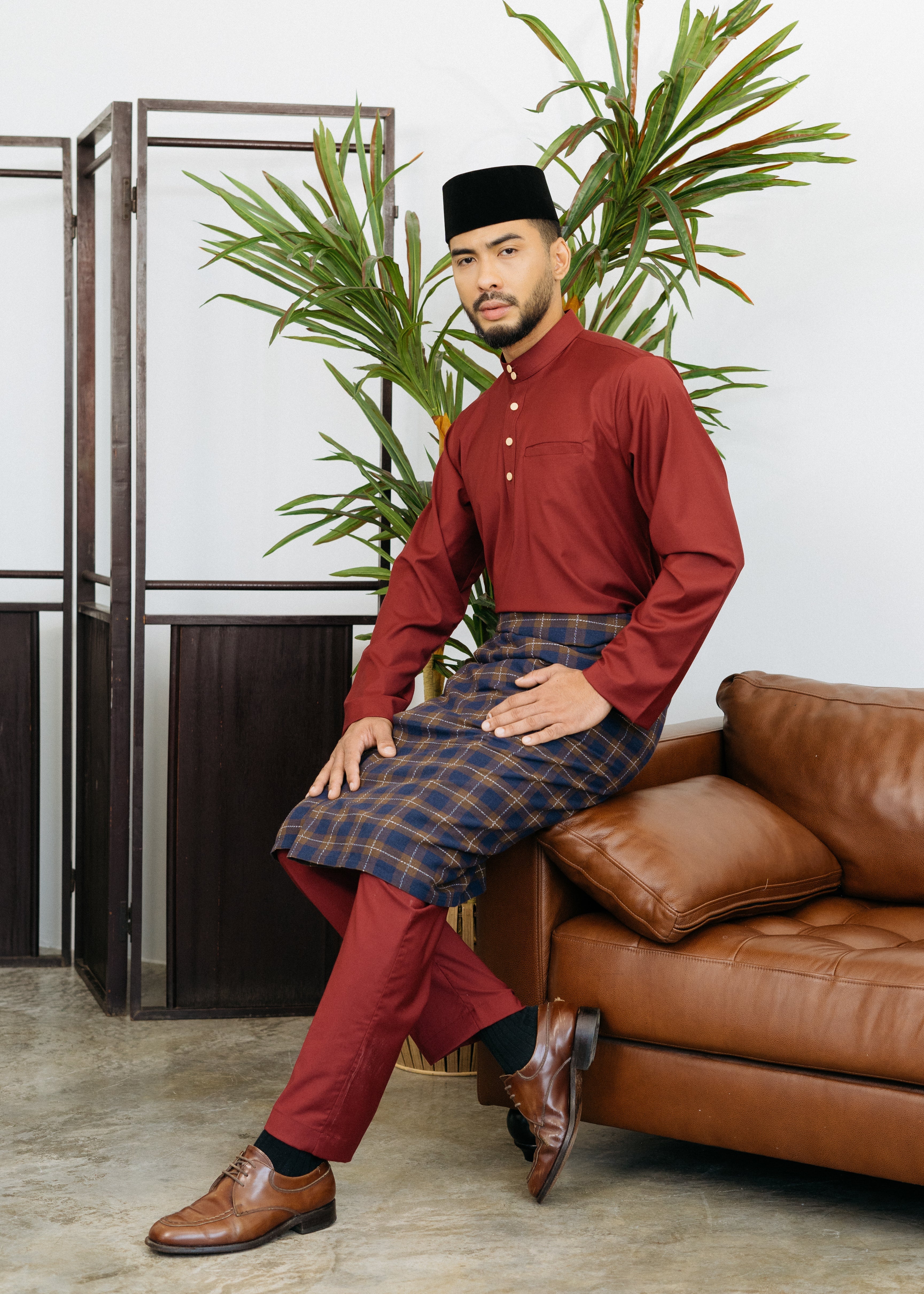 Patawali Baju Melayu Cekak Musang Mahogany Red