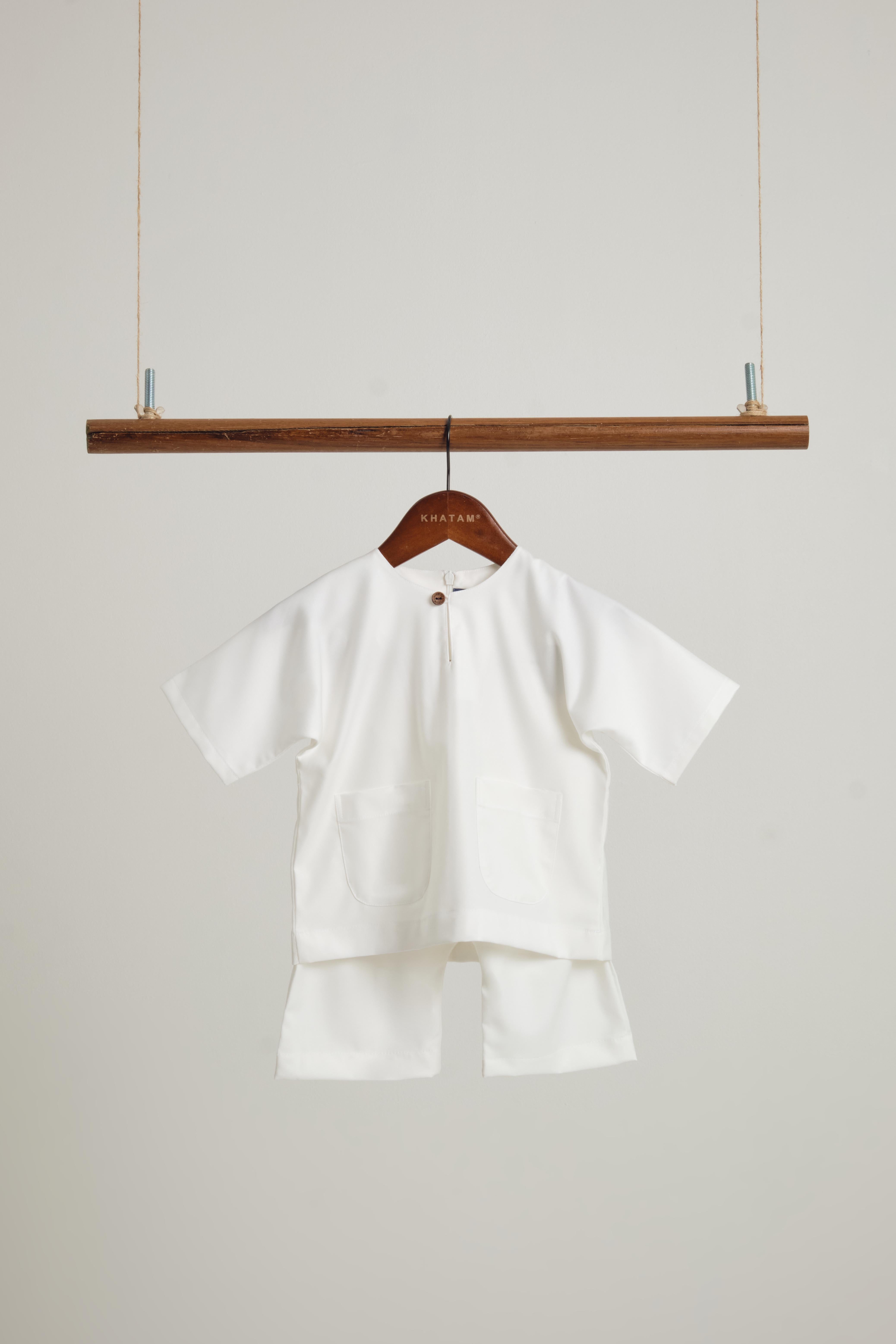 Patawali Baby Boys Baju Melayu Teluk Belanga - Antique White