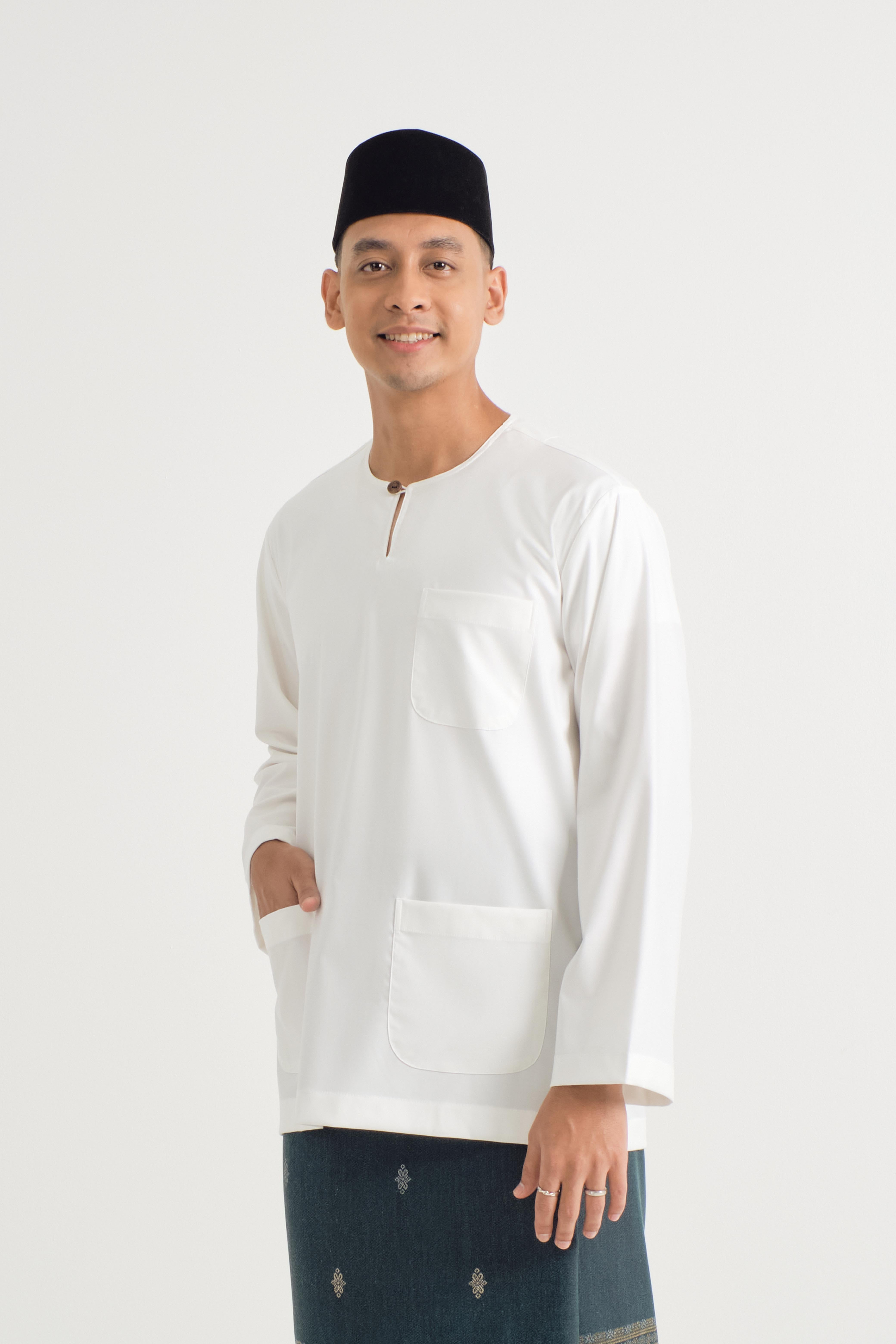 Patawali Classic Fit Baju Melayu Teluk Belanga - Antique White