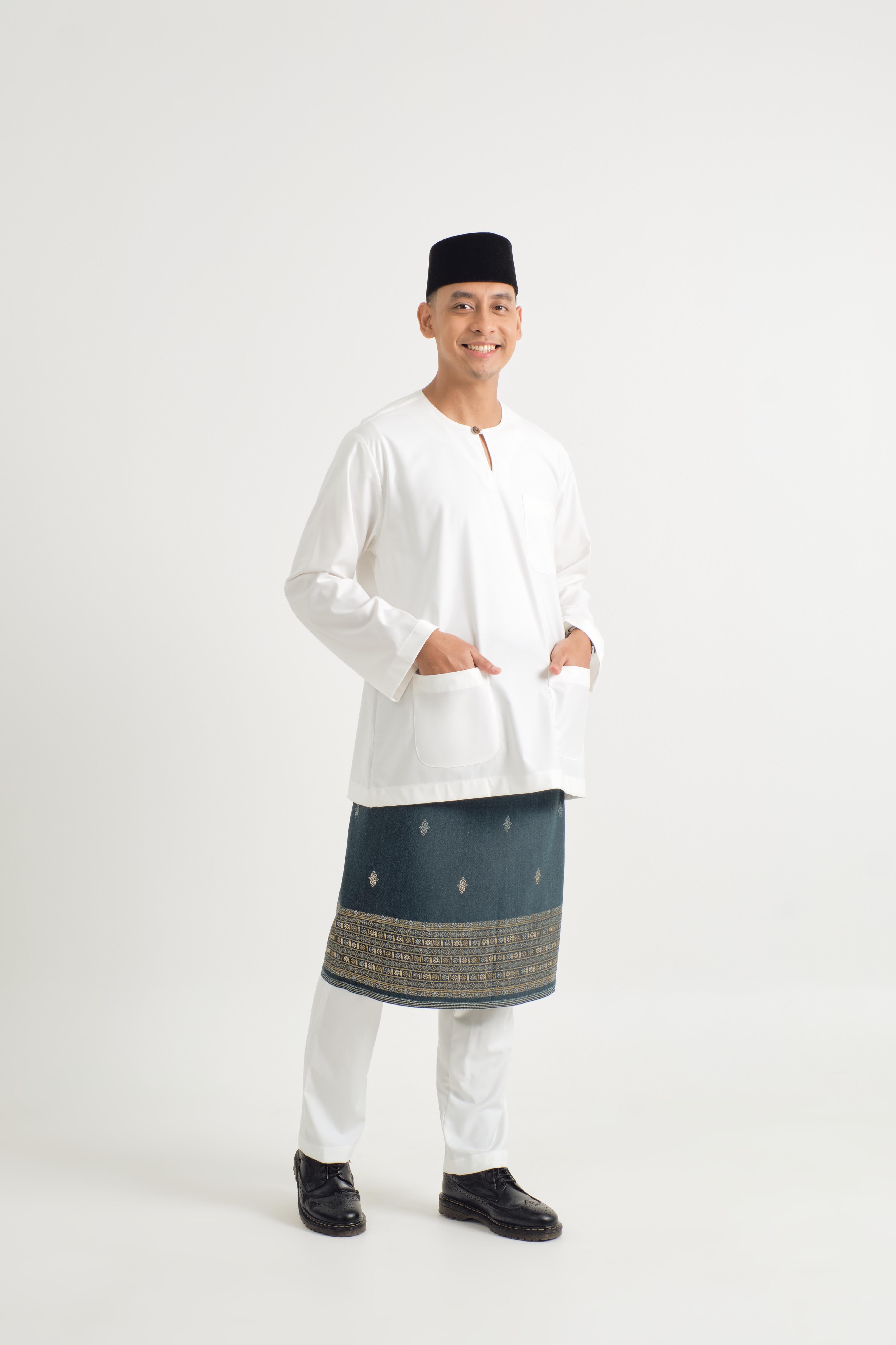 Patawali Classic Fit Baju Melayu Teluk Belanga - Antique White