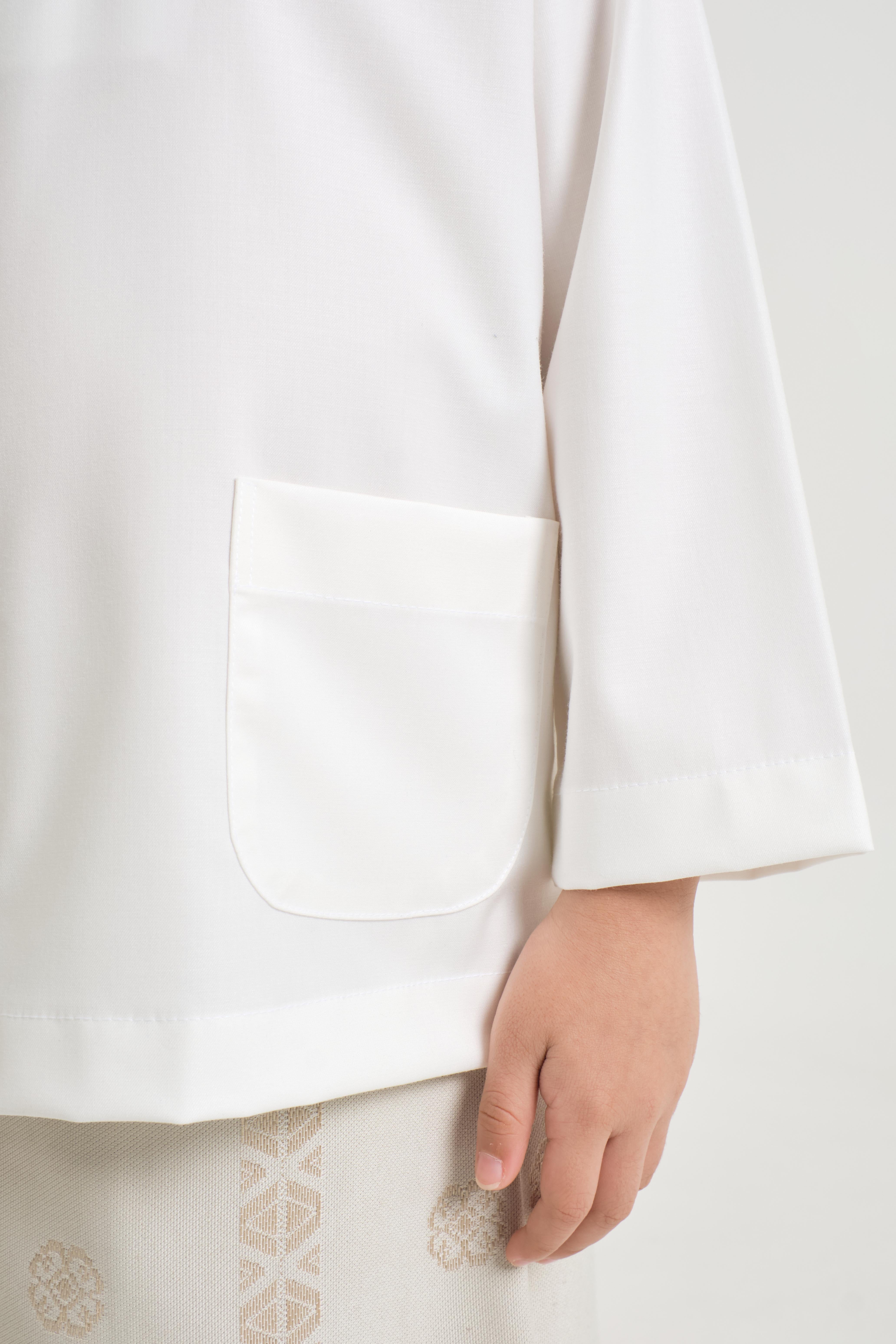 Patawali Boys Baju Melayu Teluk Belanga - Antique White