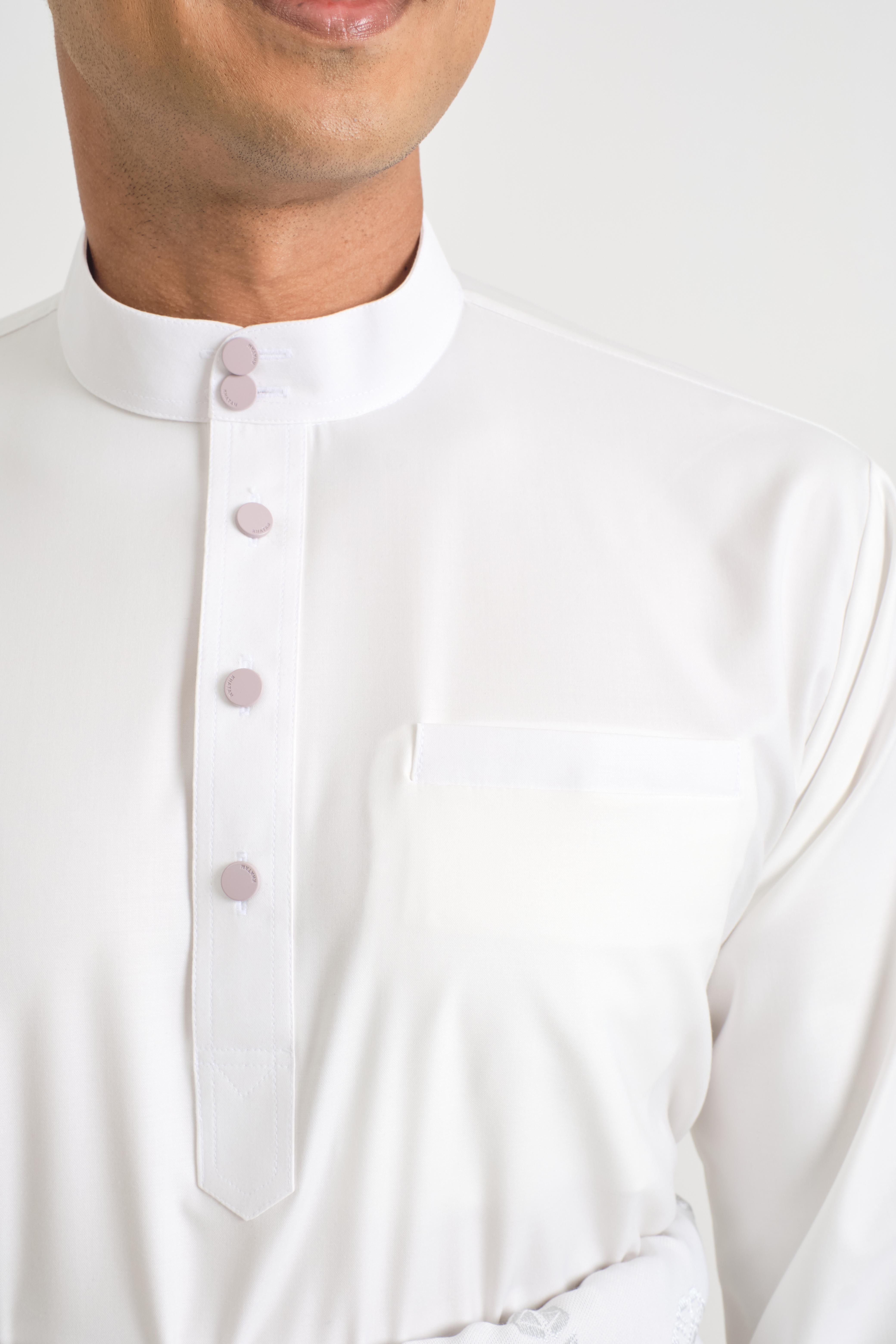 Patawali Baju Melayu Cekak Musang - Antique White