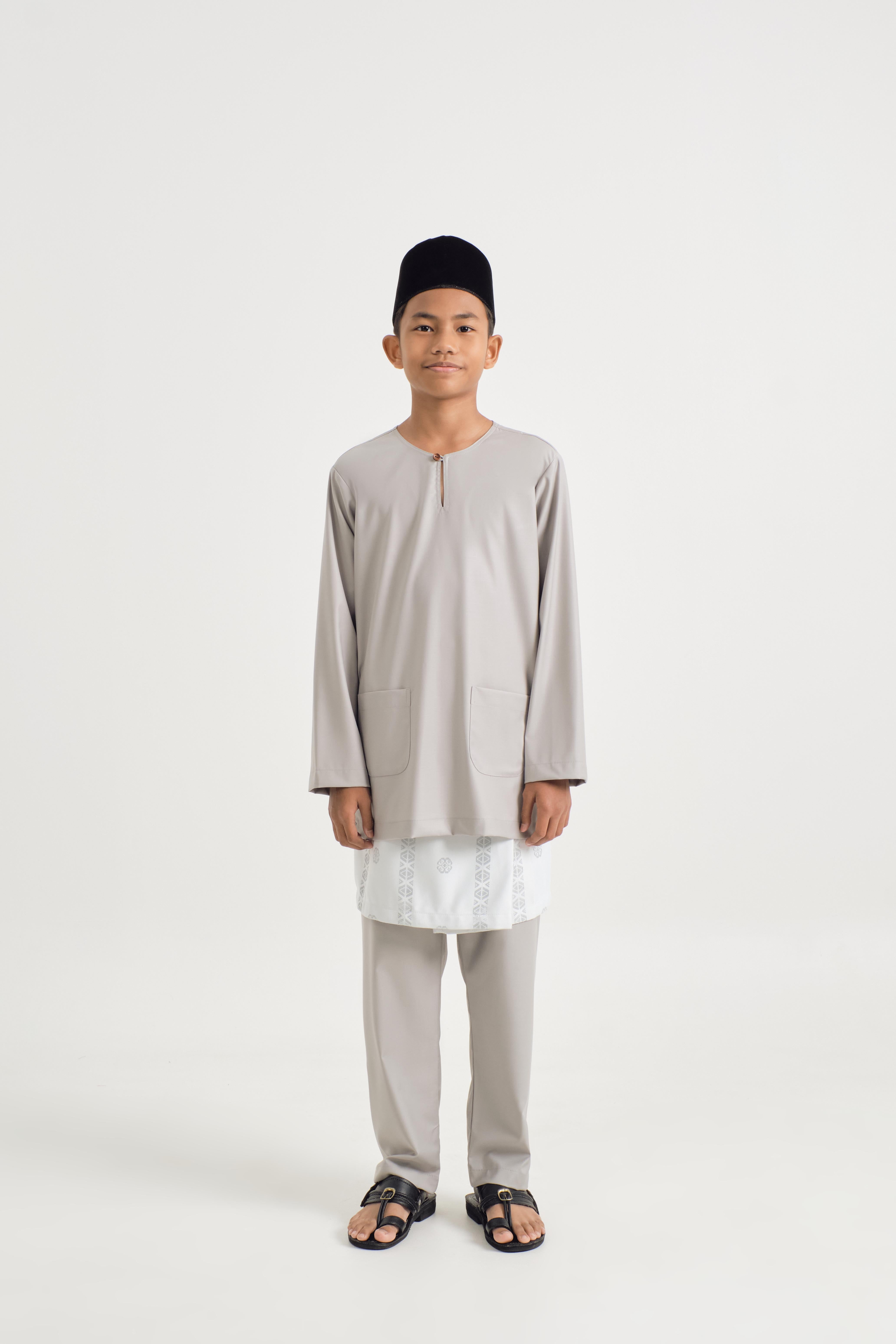 Patawali Boys Baju Melayu Teluk Belanga - Ash Grey