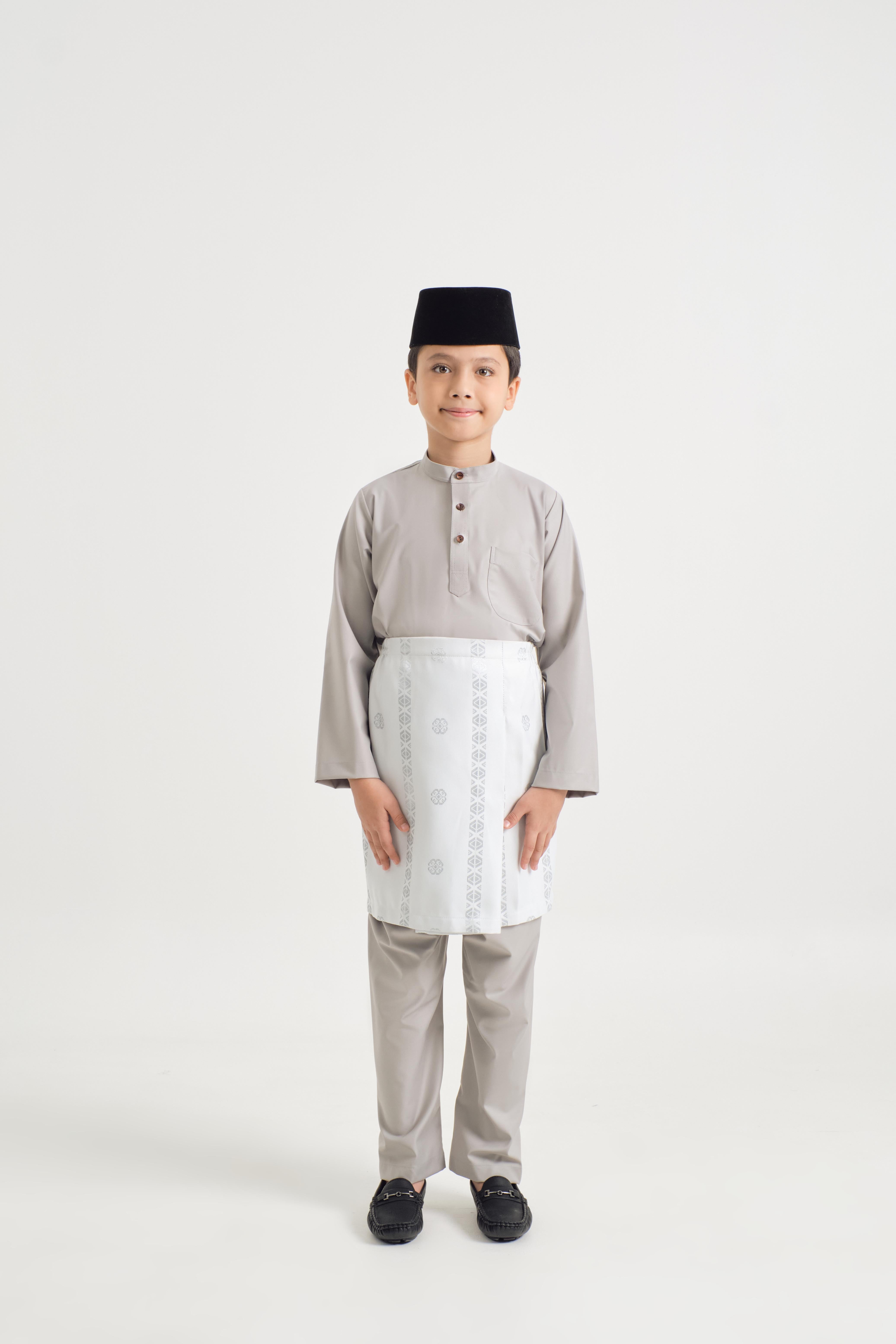 Patawali Boys Baju Melayu Cekak Musang - Ash Grey