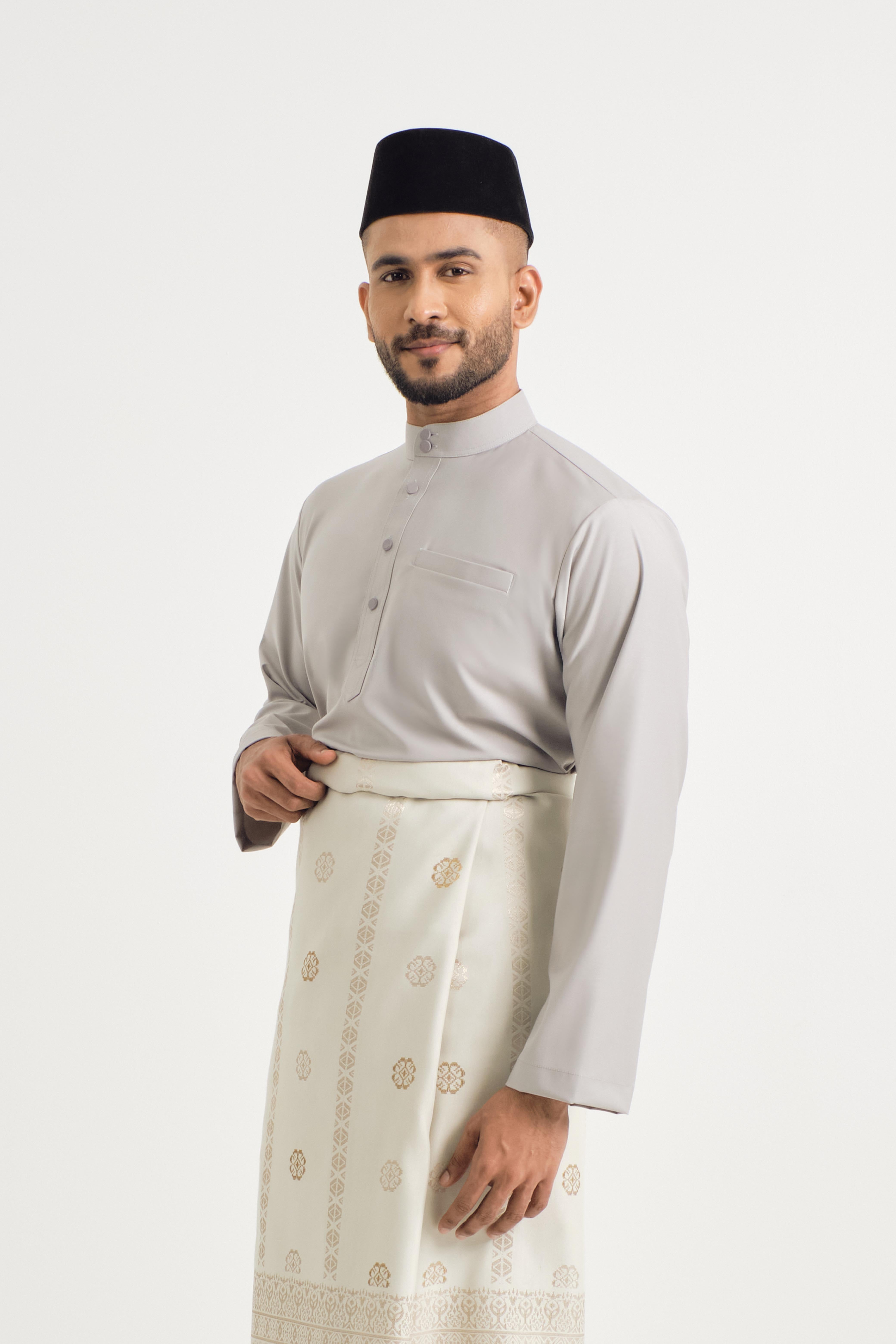 Patawali Baju Melayu Cekak Musang - Ash Grey