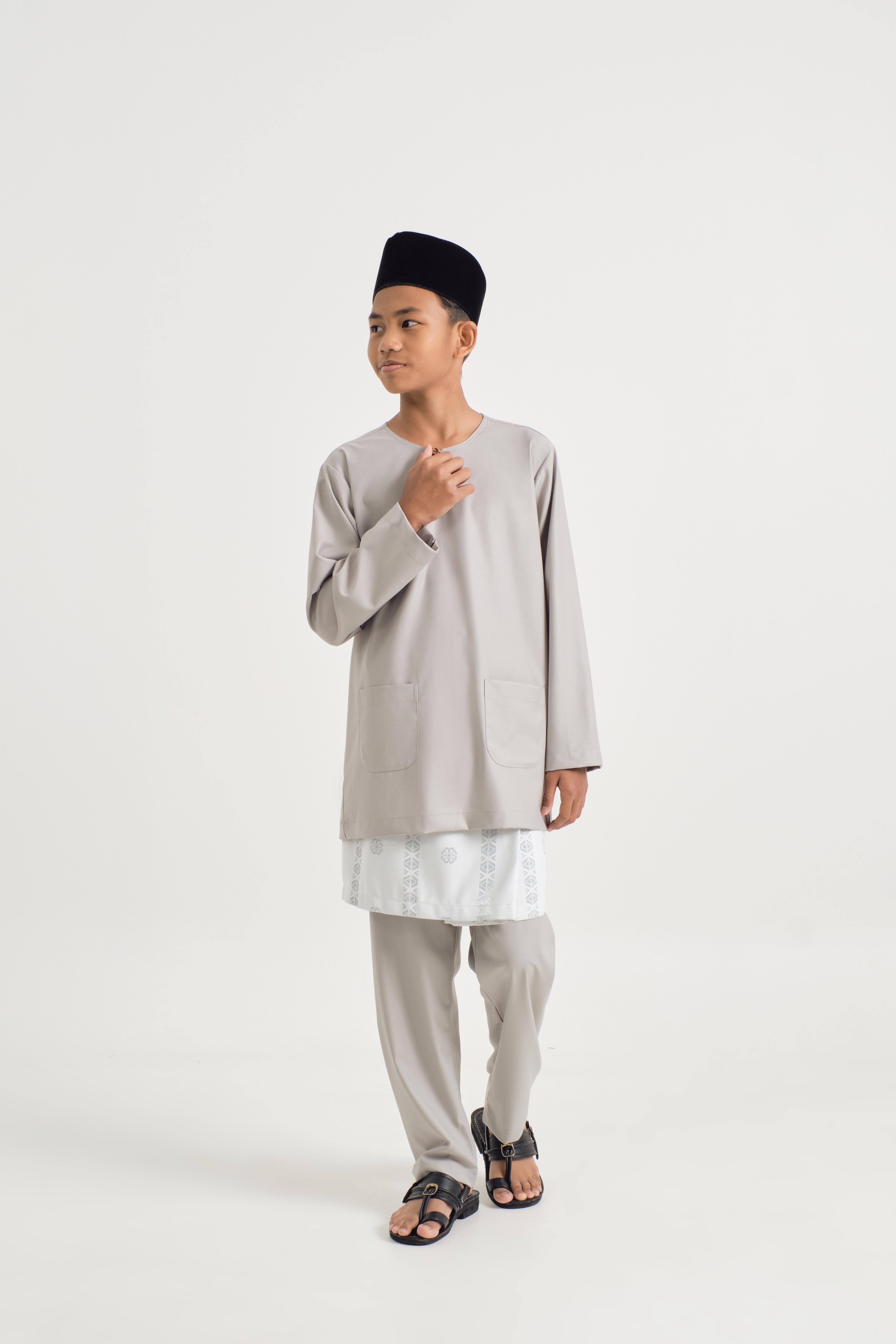 Patawali Boys Baju Melayu Teluk Belanga - Ash Grey