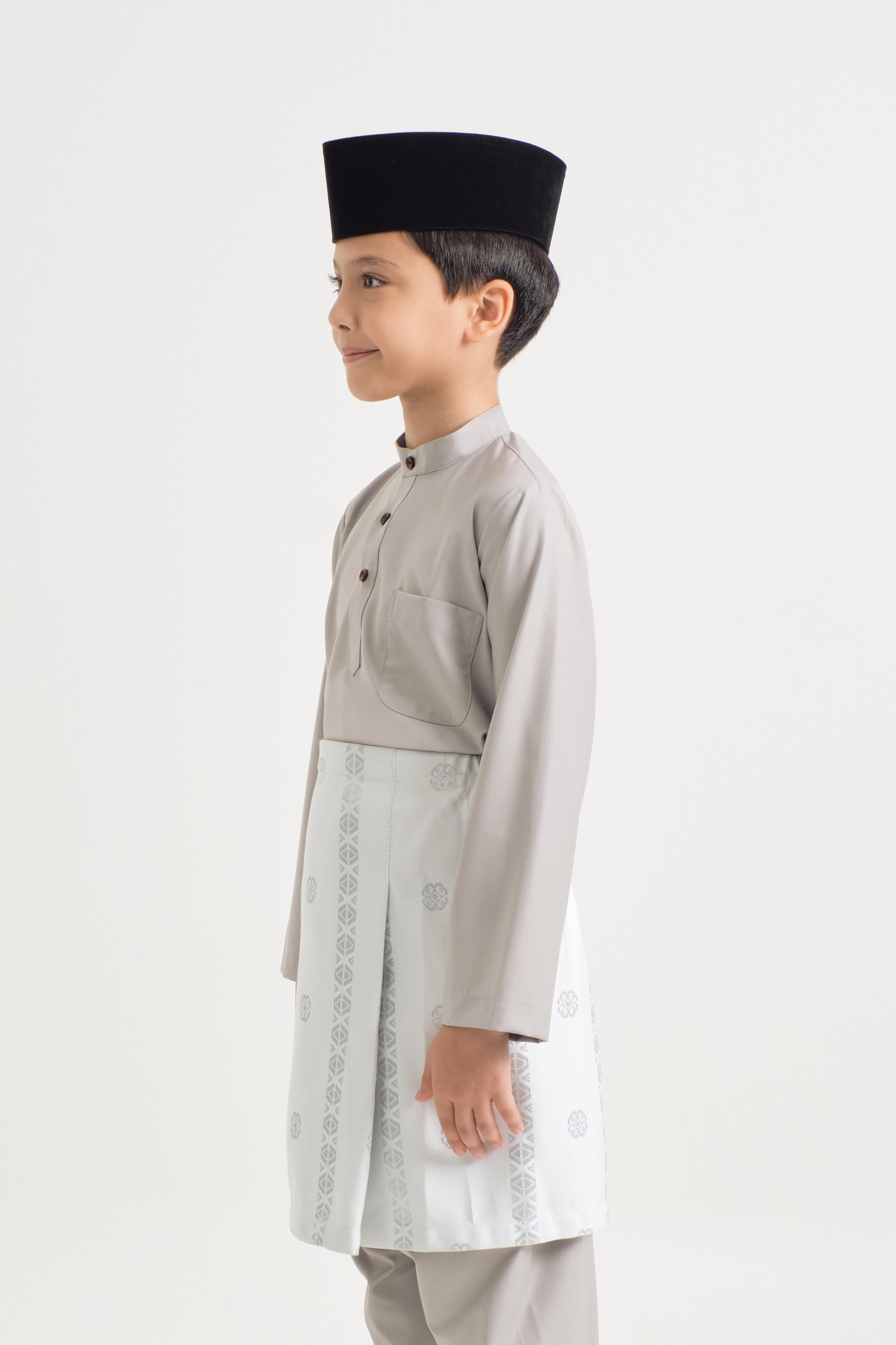 Patawali Boys Baju Melayu Cekak Musang - Ash Grey