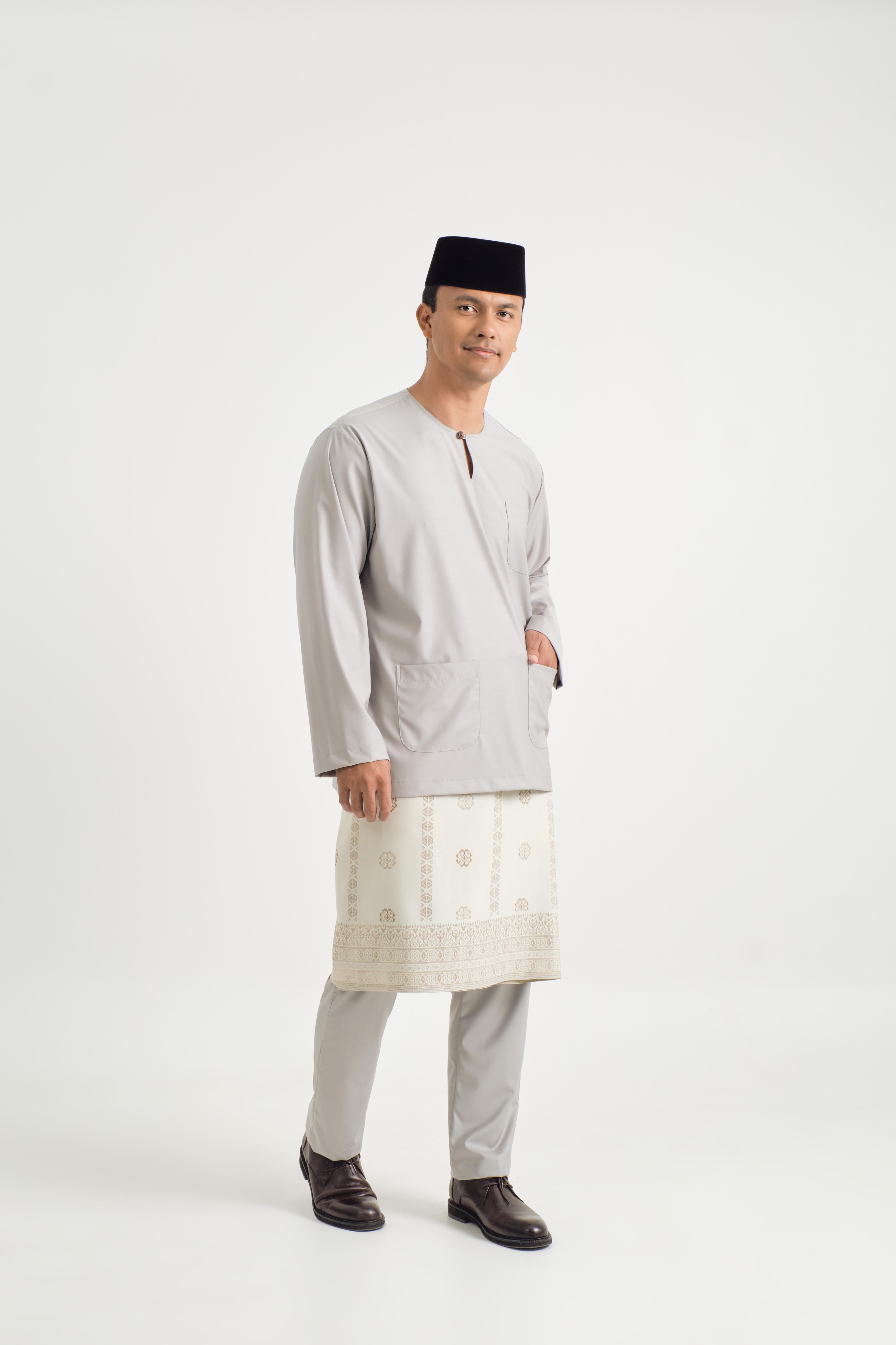 Patawali Classic Fit Baju Melayu Teluk Belanga - Ash Grey