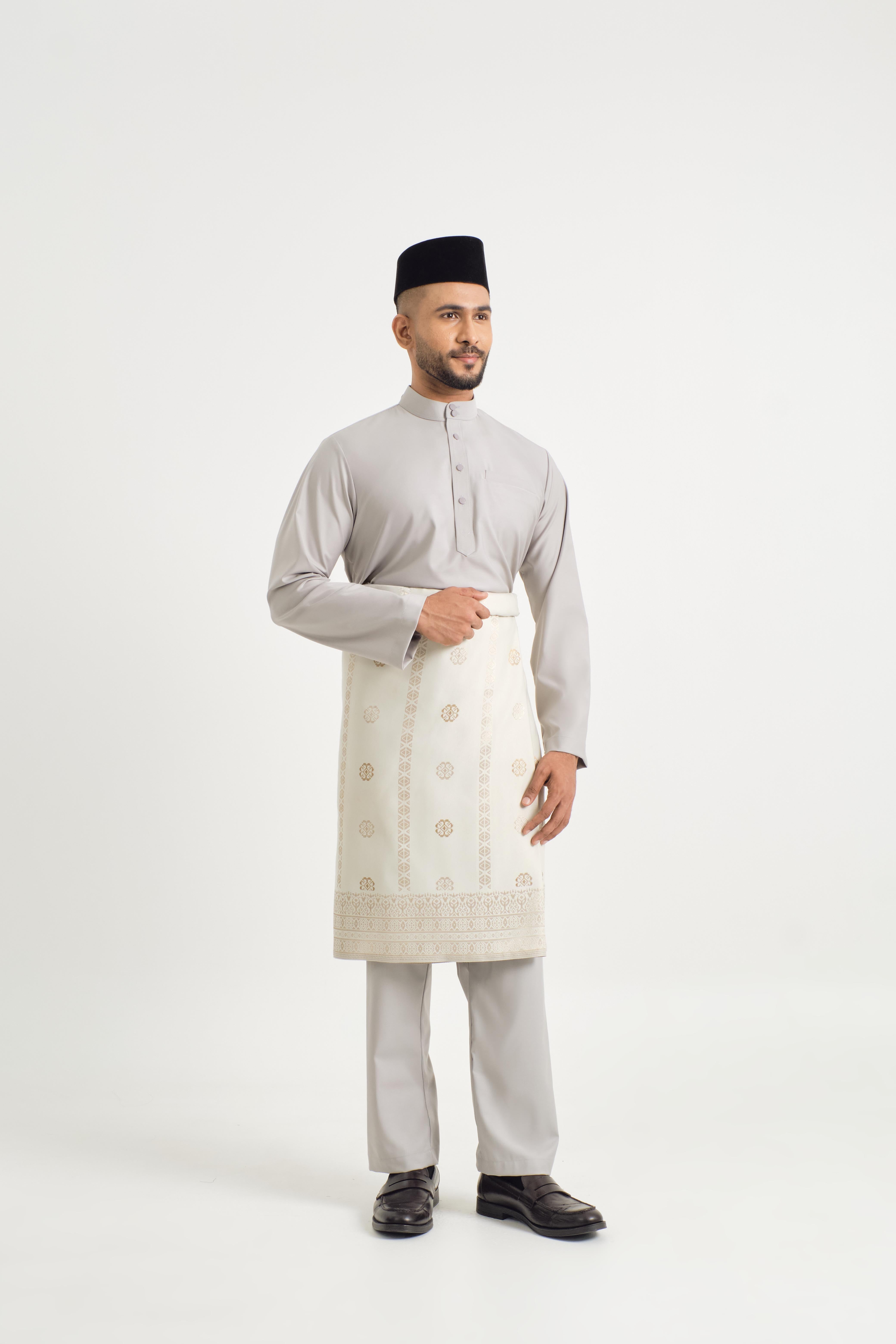 Patawali Baju Melayu Cekak Musang - Ash Grey