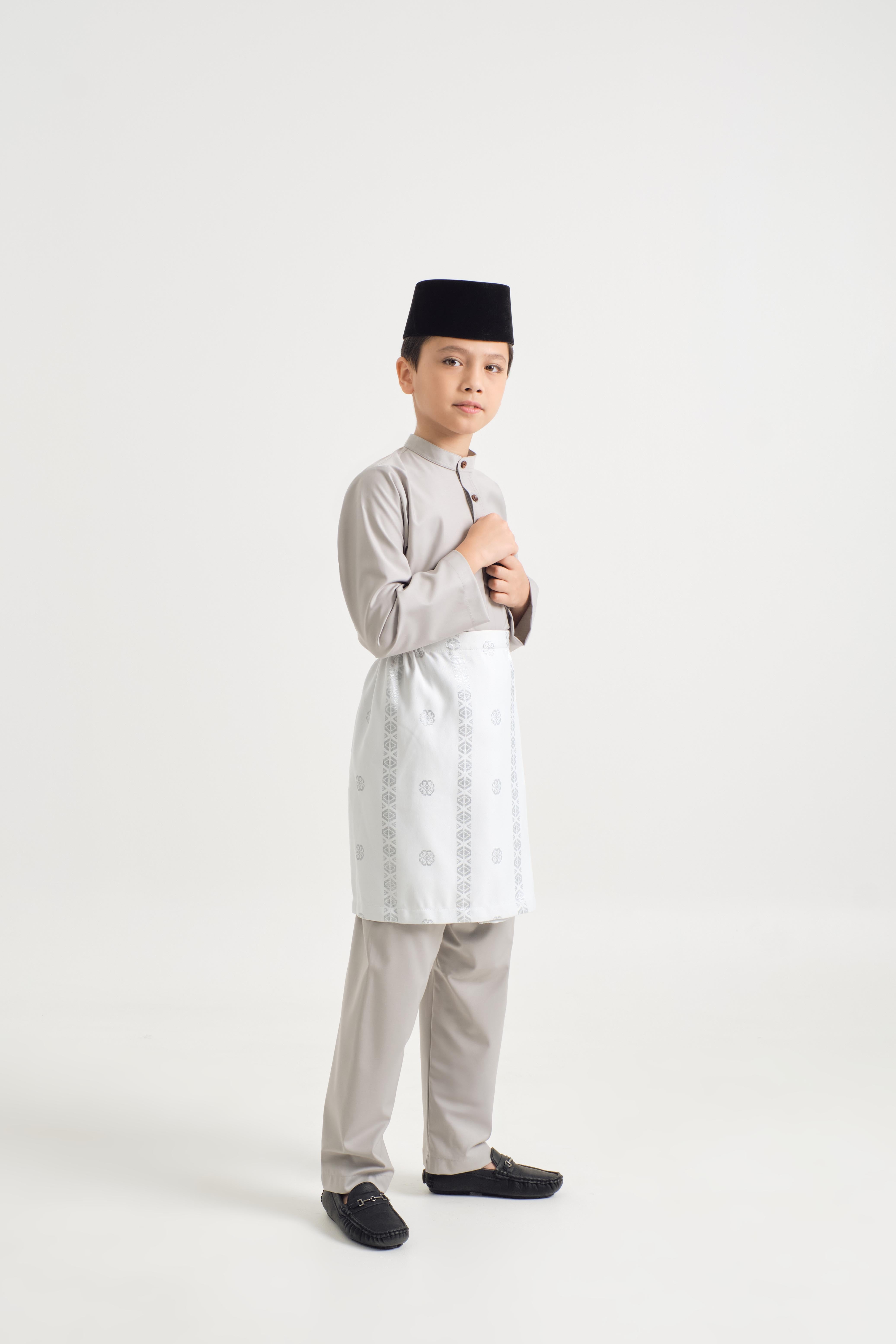 Patawali Boys Baju Melayu Cekak Musang - Ash Grey