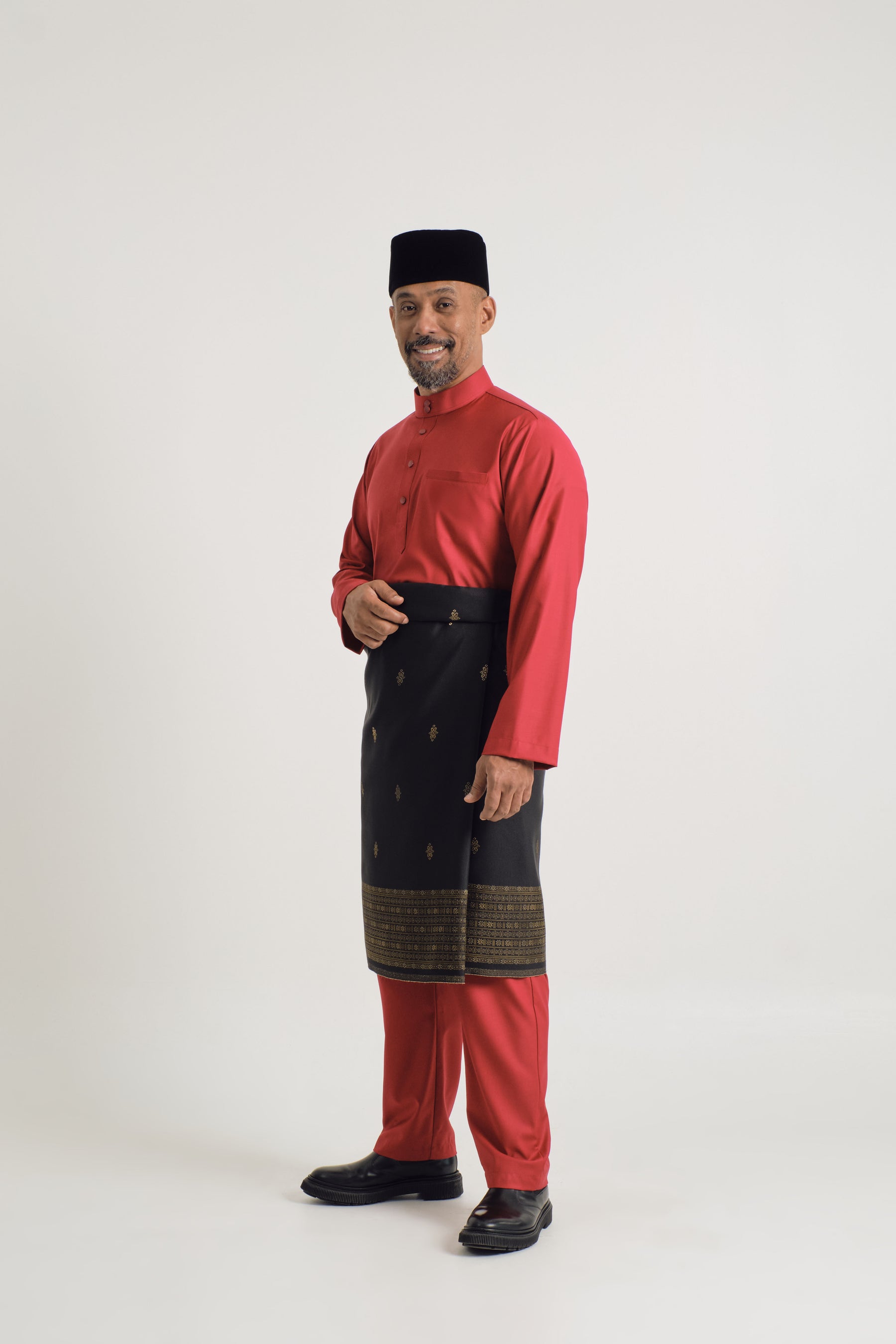 Patawali Baju Melayu Cekak Musang - Crimson Red