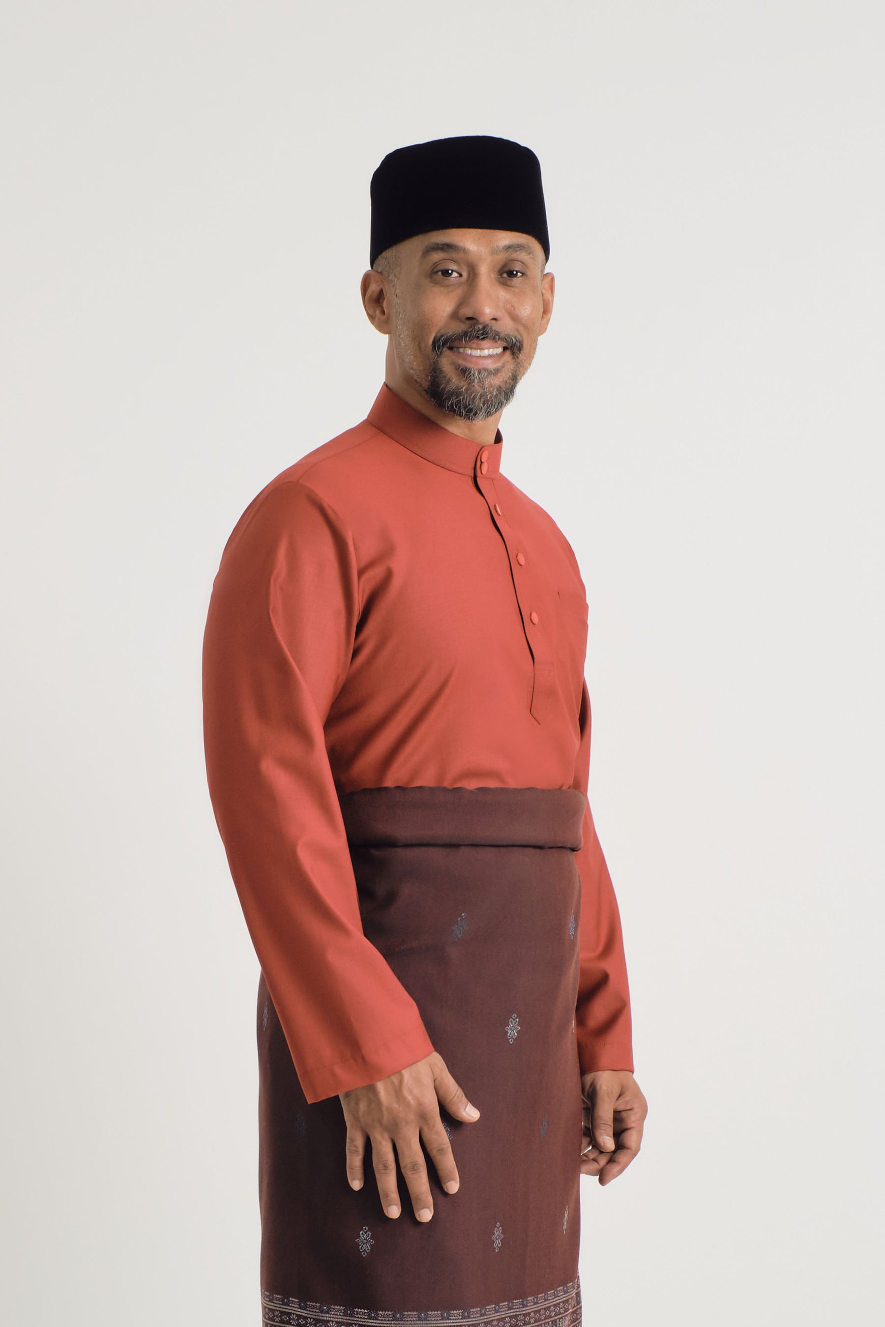 Patawali Baju Melayu Cekak Musang - Brick Red