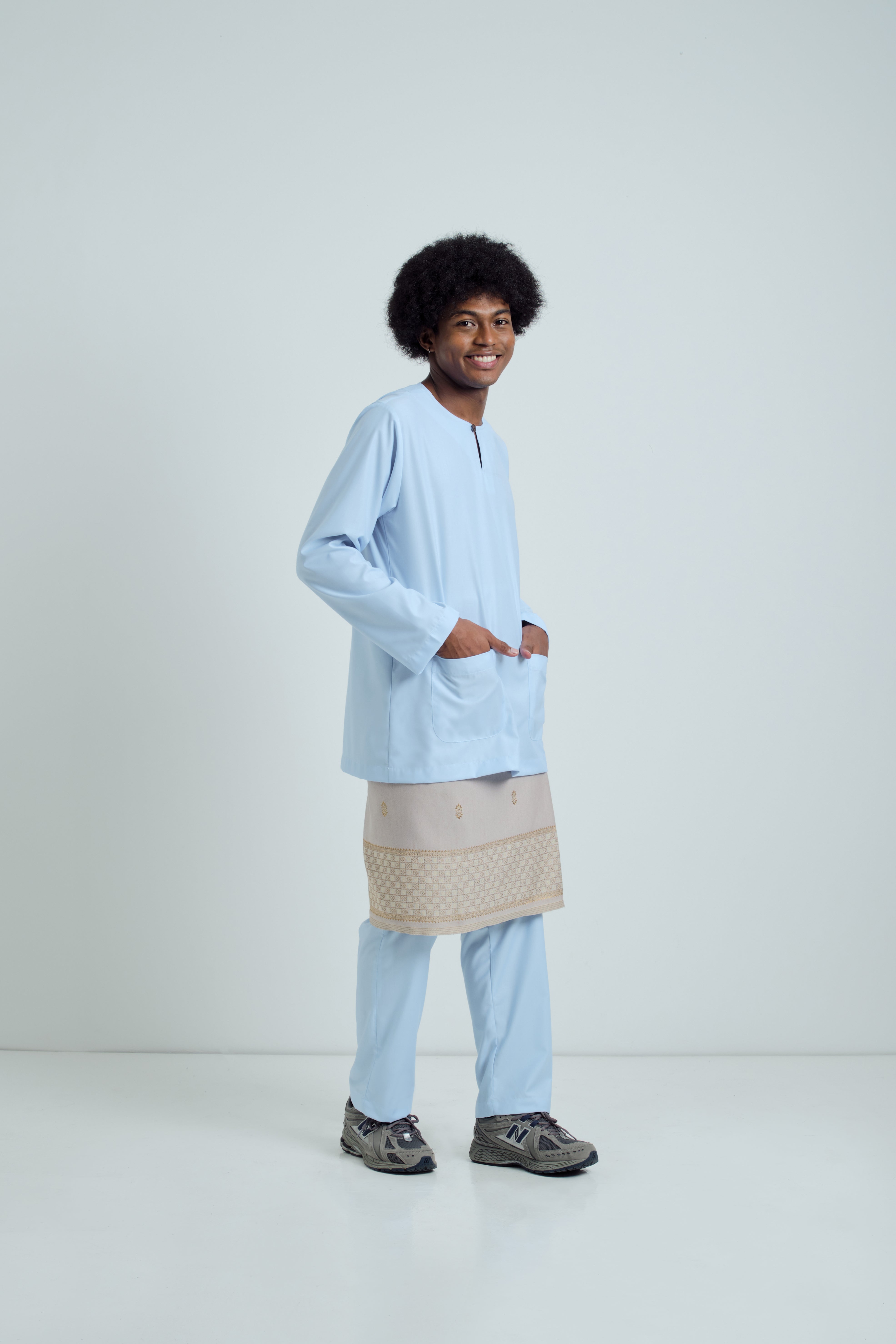 Patawali Modern Fit Baju Melayu Teluk Belanga - Baby Blue