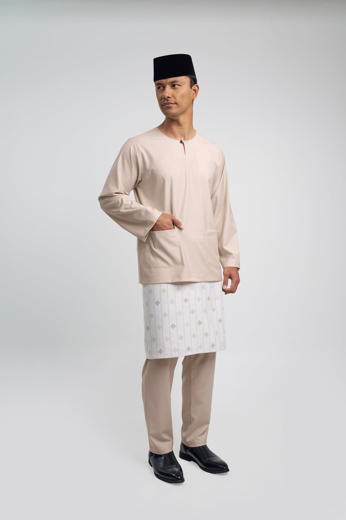 Patawali Modern Fit Baju Melayu Teluk Belanga - Beige