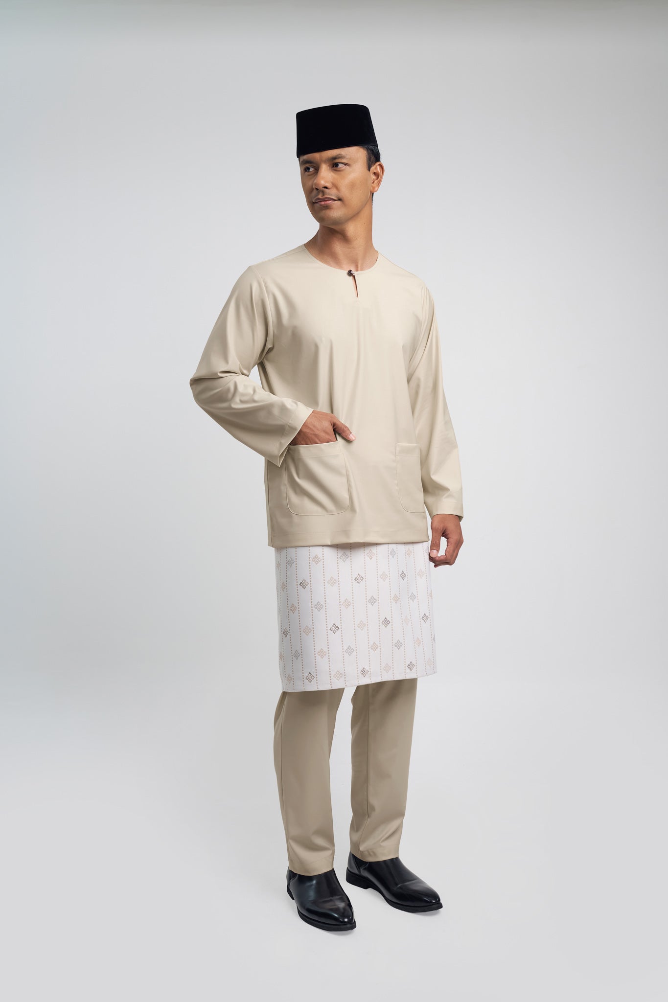 Patawali Modern Fit Baju Melayu Teluk Belanga - Beige
