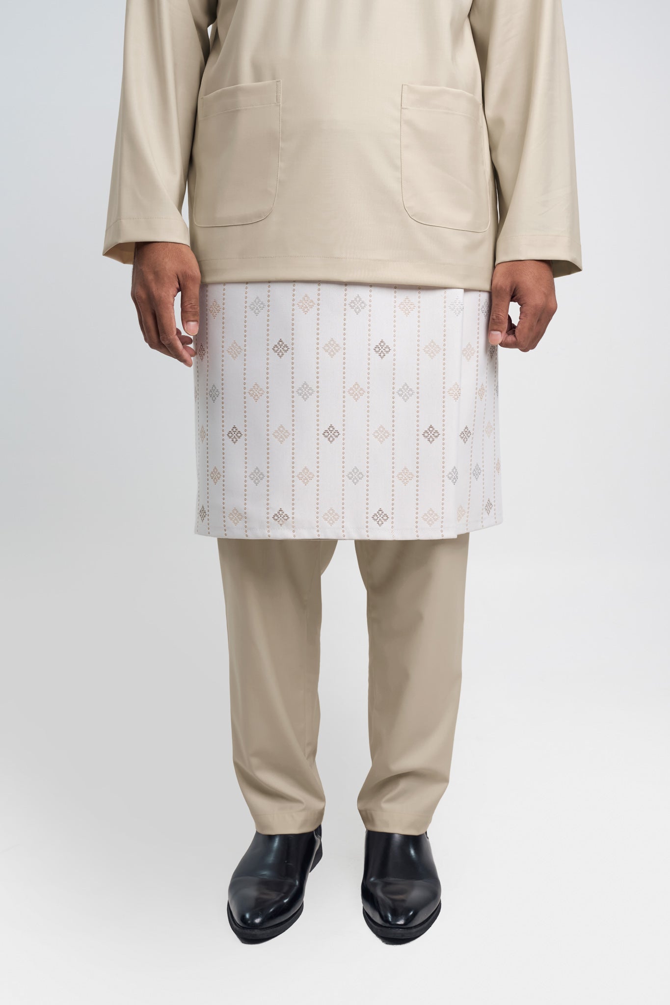Patawali Modern Fit Baju Melayu Teluk Belanga - Beige