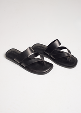 Sandal Toe-Post Strap Leather - Black