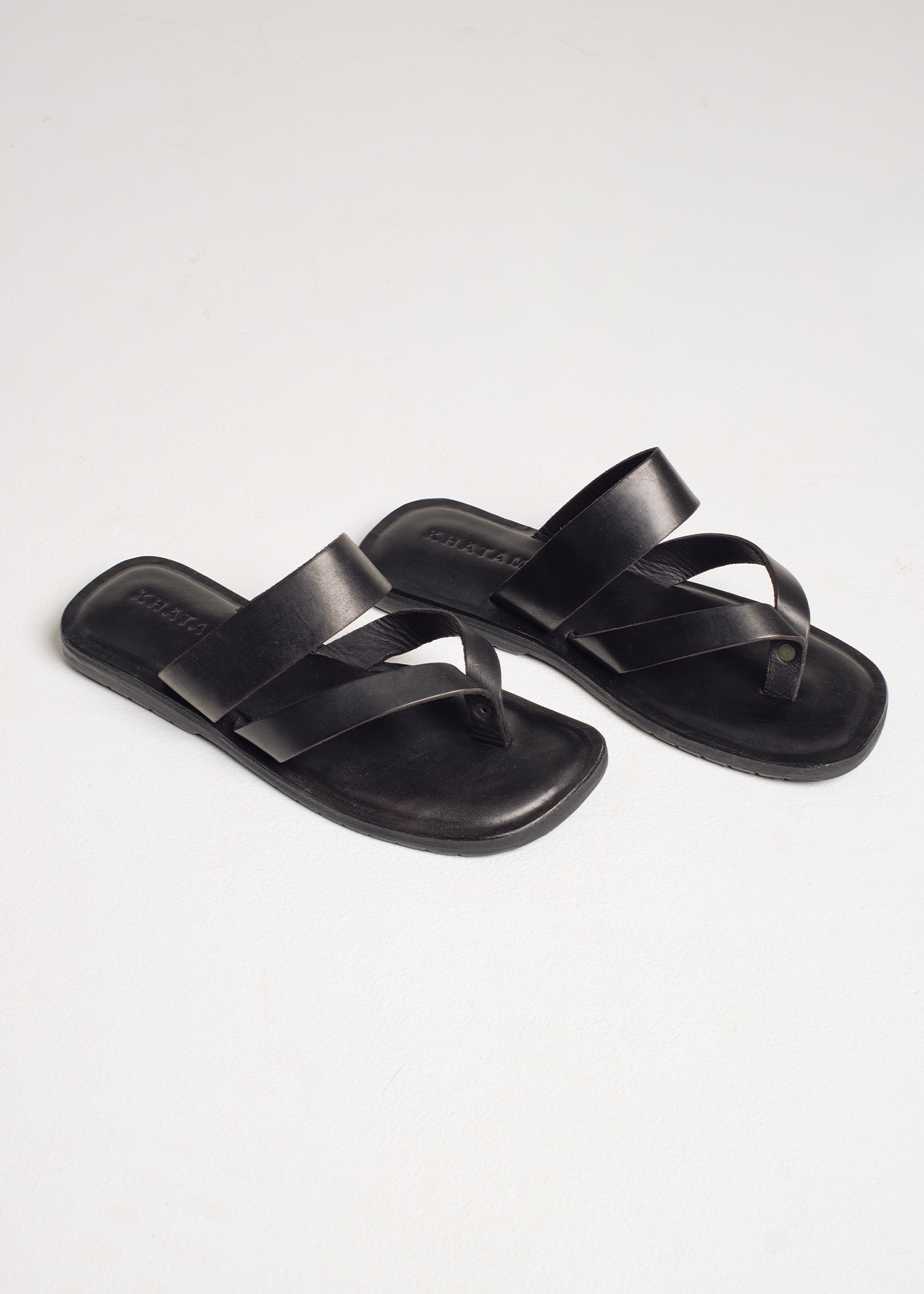 Sandal Toe-Post Strap Leather - Black