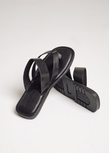 Sandal Toe-Post Strap Leather - Black