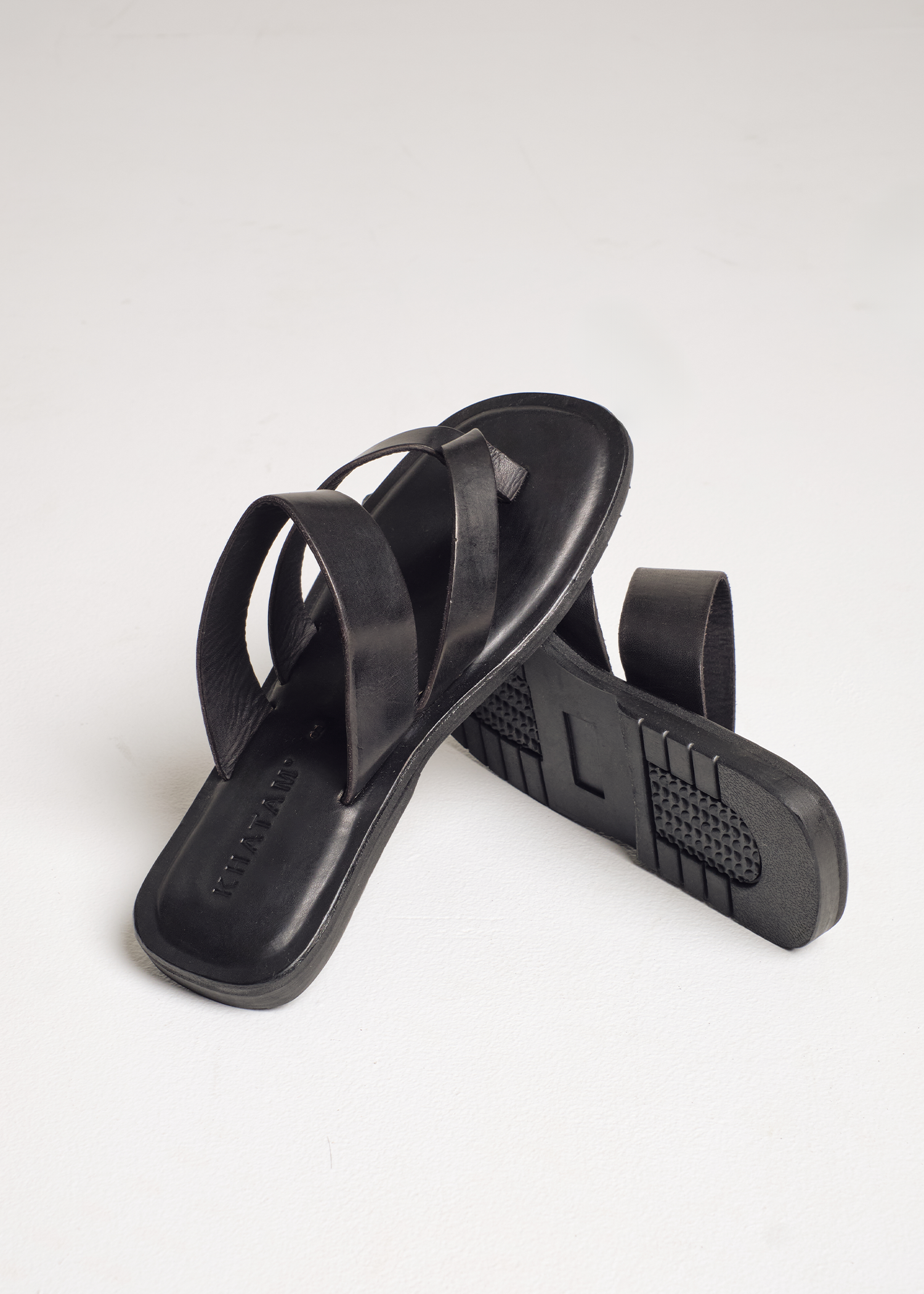 Sandal Toe-Post Strap Leather - Black
