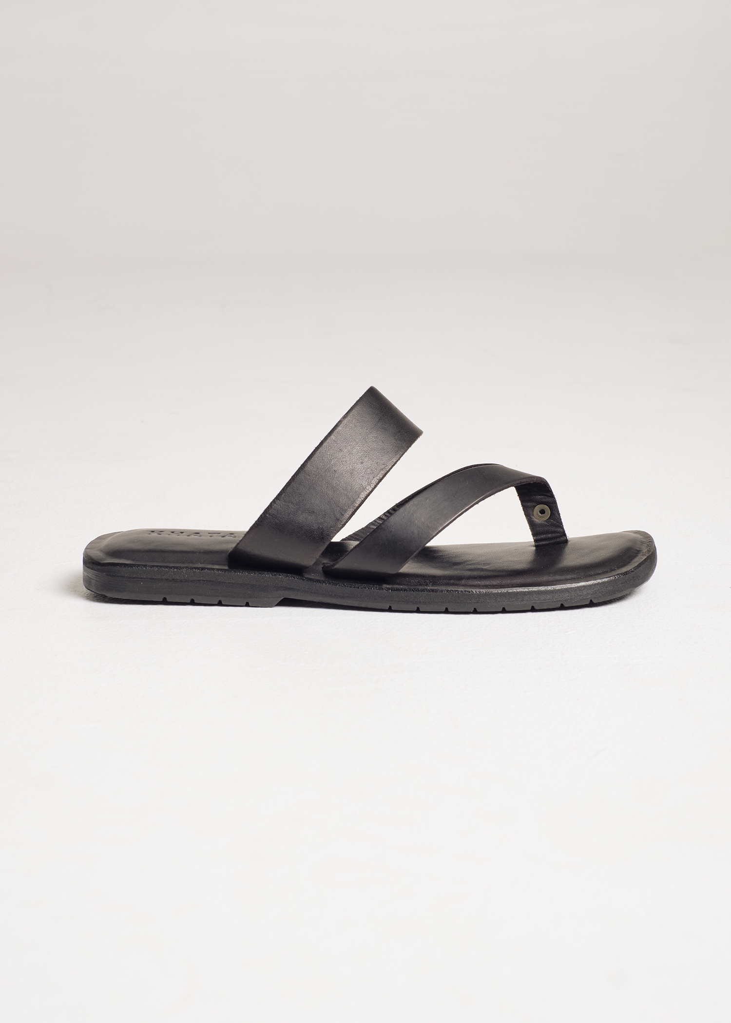 Sandal Toe-Post Strap Leather Sandal - Black