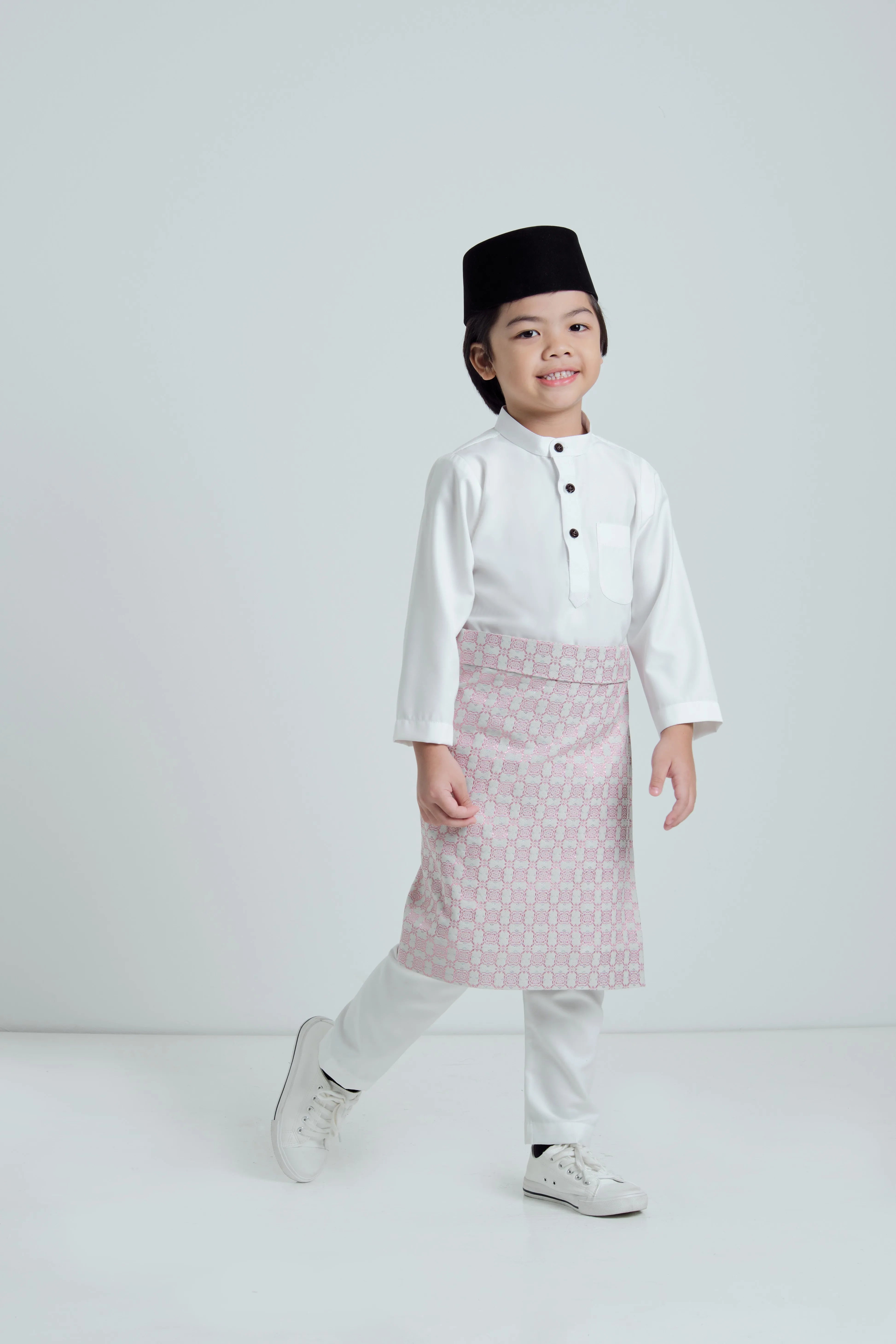 Patawali Boys Baju Melayu Cekak Musang - Blanc White