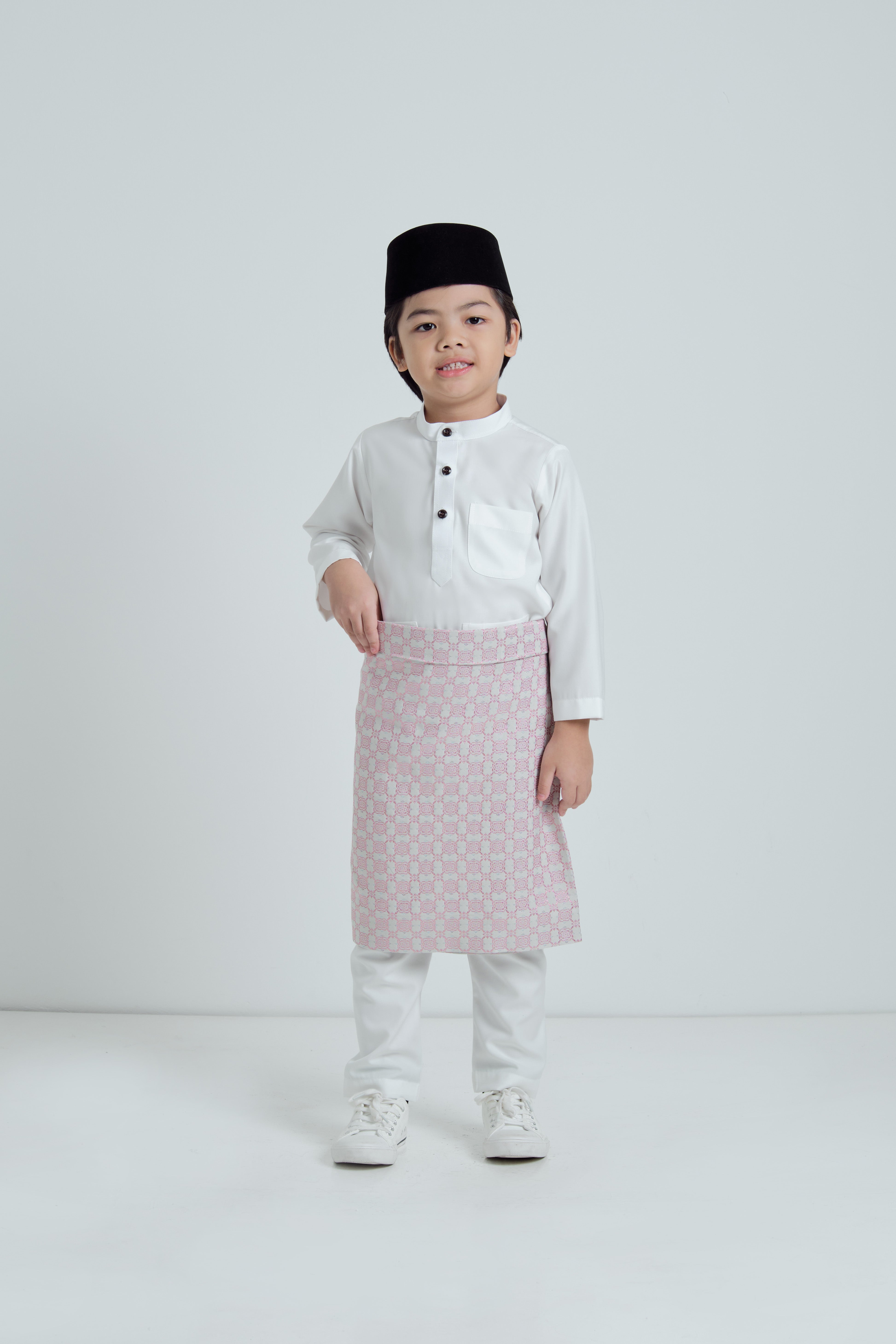 Patawali Boys Baju Melayu Cekak Musang - Blanc White