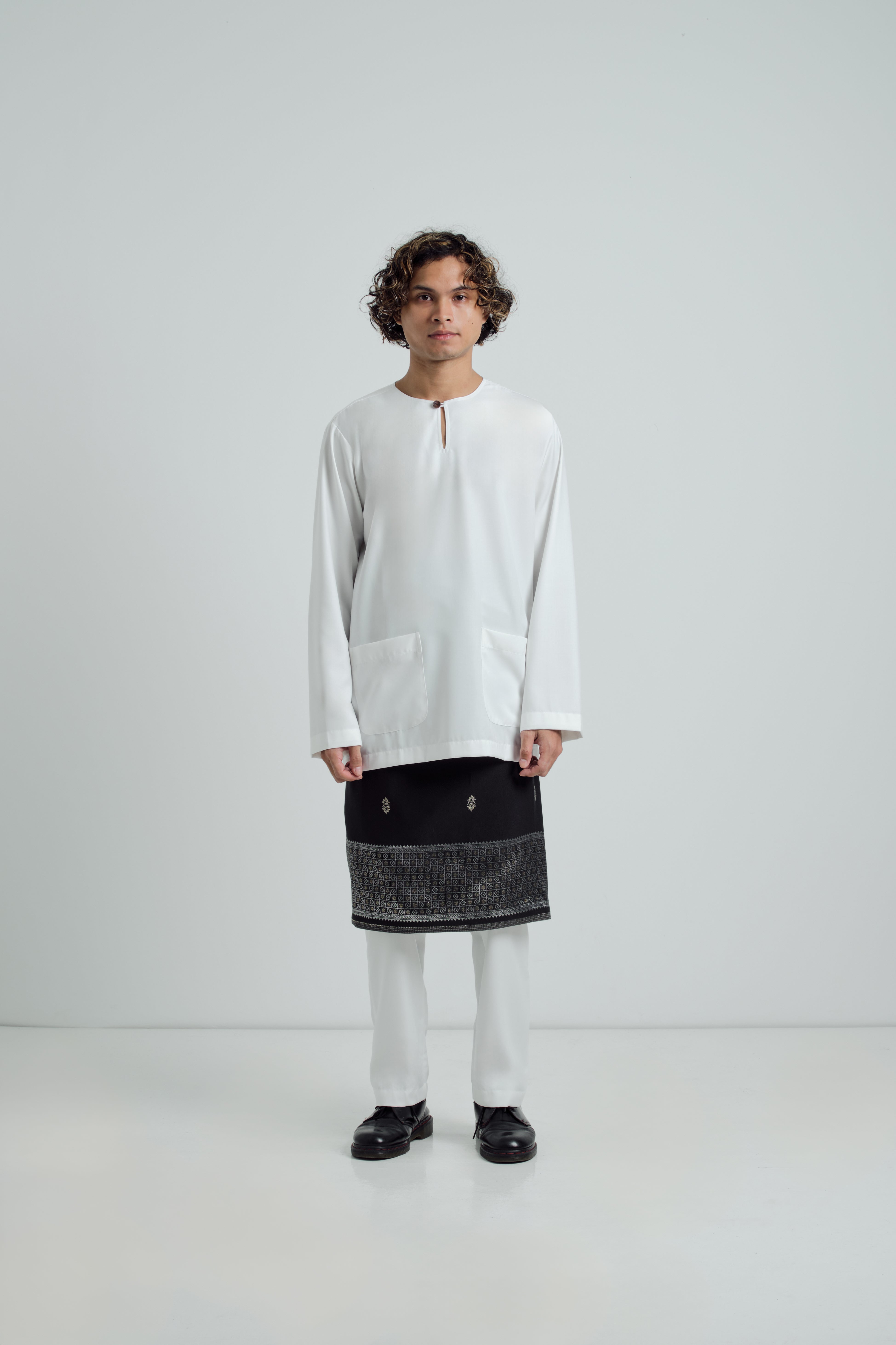 Patawali Modern Fit Baju Melayu Teluk Belanga - Blanc White