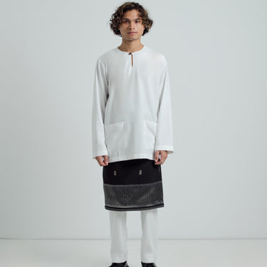 Patawali Modern Fit Baju Melayu Teluk Belanga - Blanc White