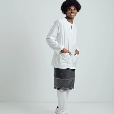 Patawali Classic Fit Baju Melayu Teluk Belanga - Blanc White