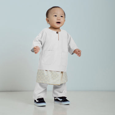 Patawali Baby Boys Baju Melayu Teluk Belanga - Blanc White