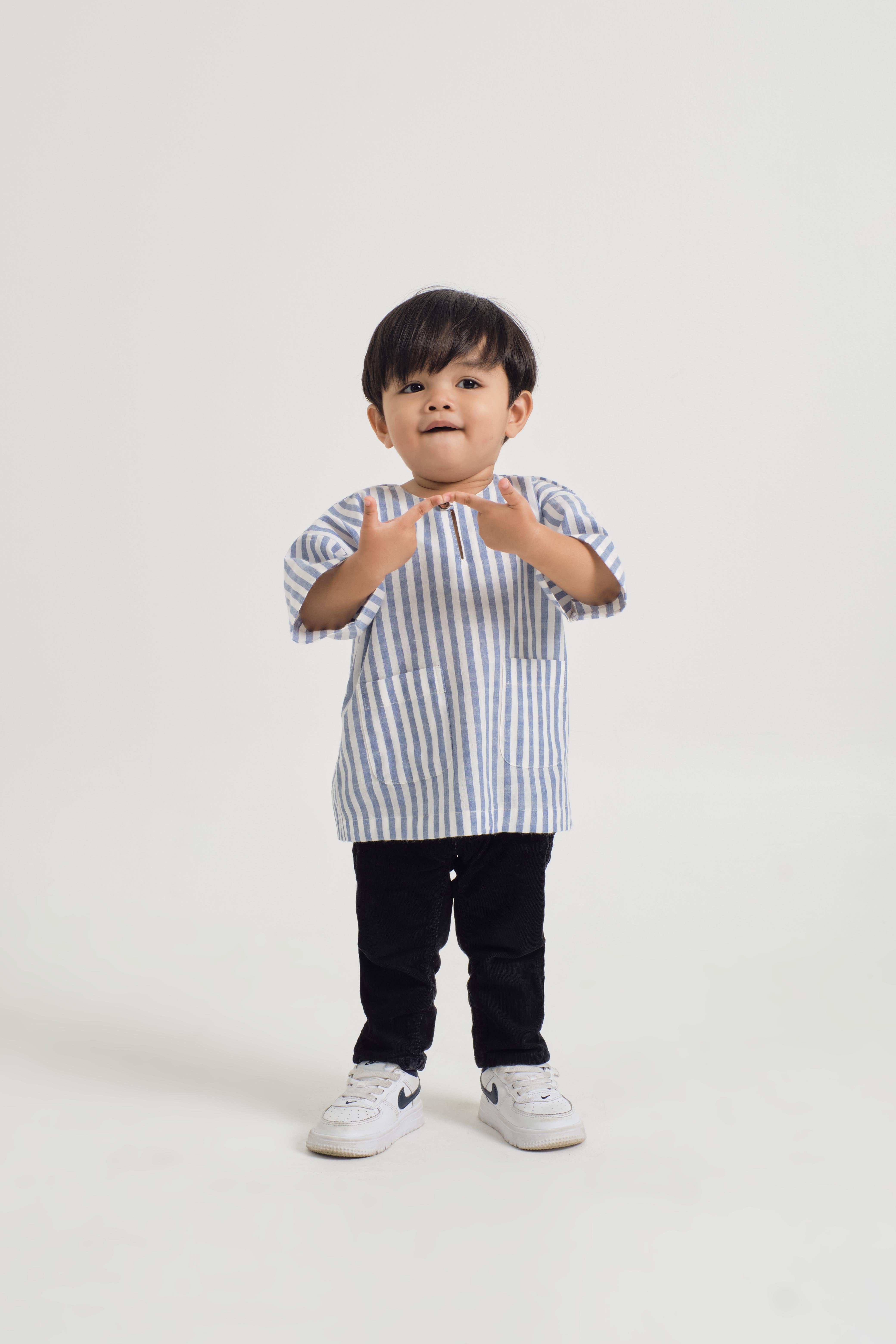 Pangku Baby Boys Top - Stripe Blue