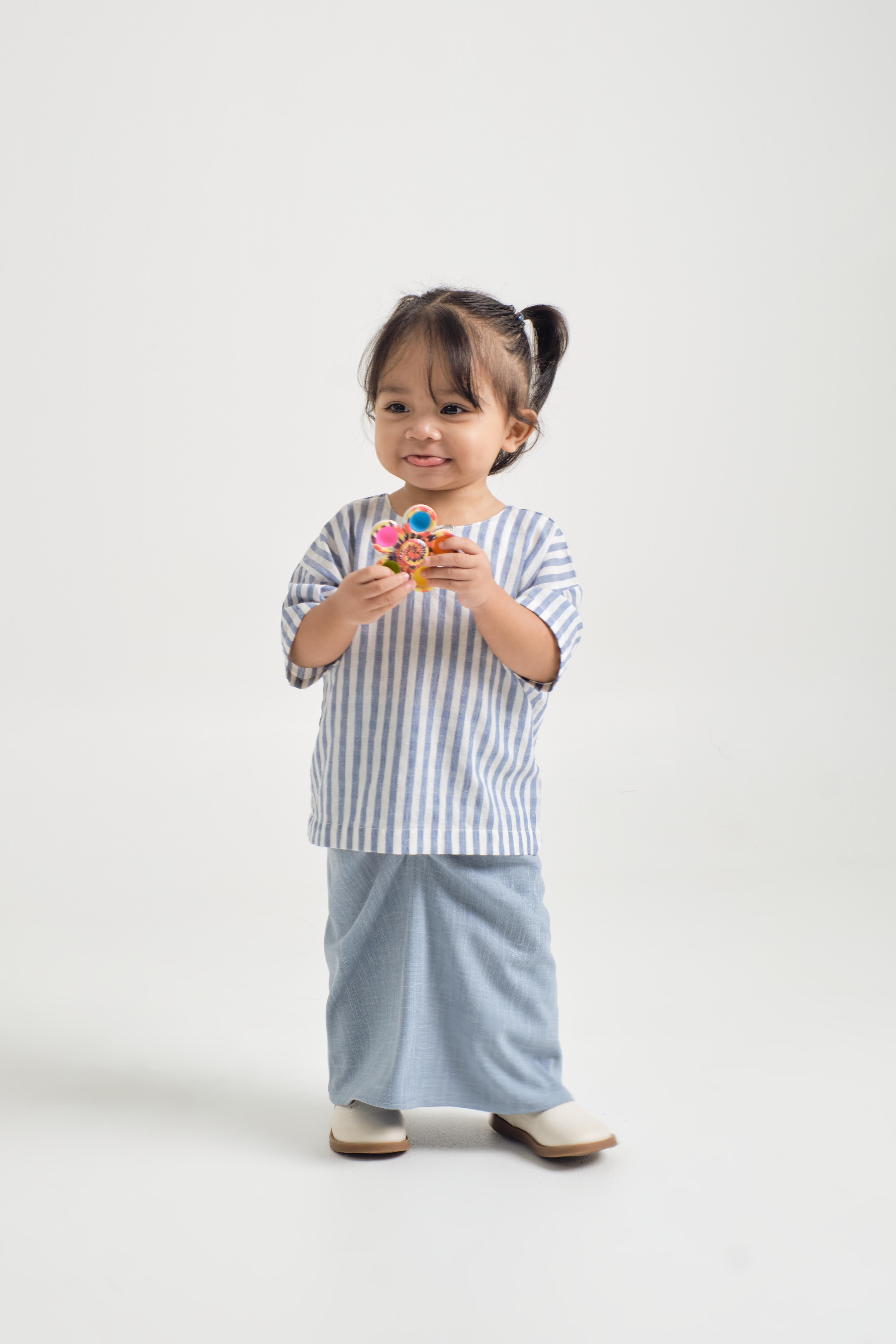 Pangku Baby Girls Kurung Kedah - Stripe Blue