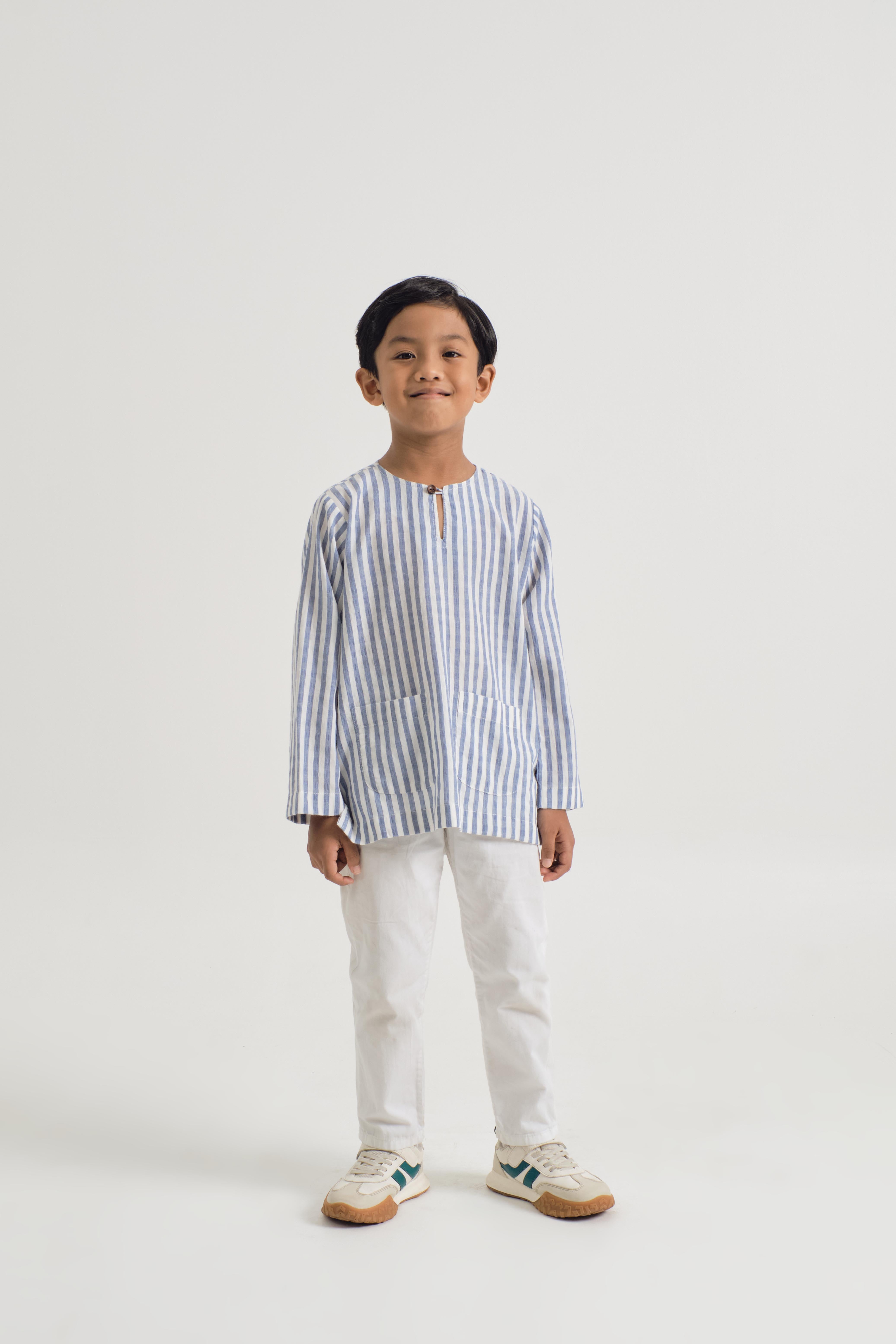 Pangku Boys Top - Stripe Blue