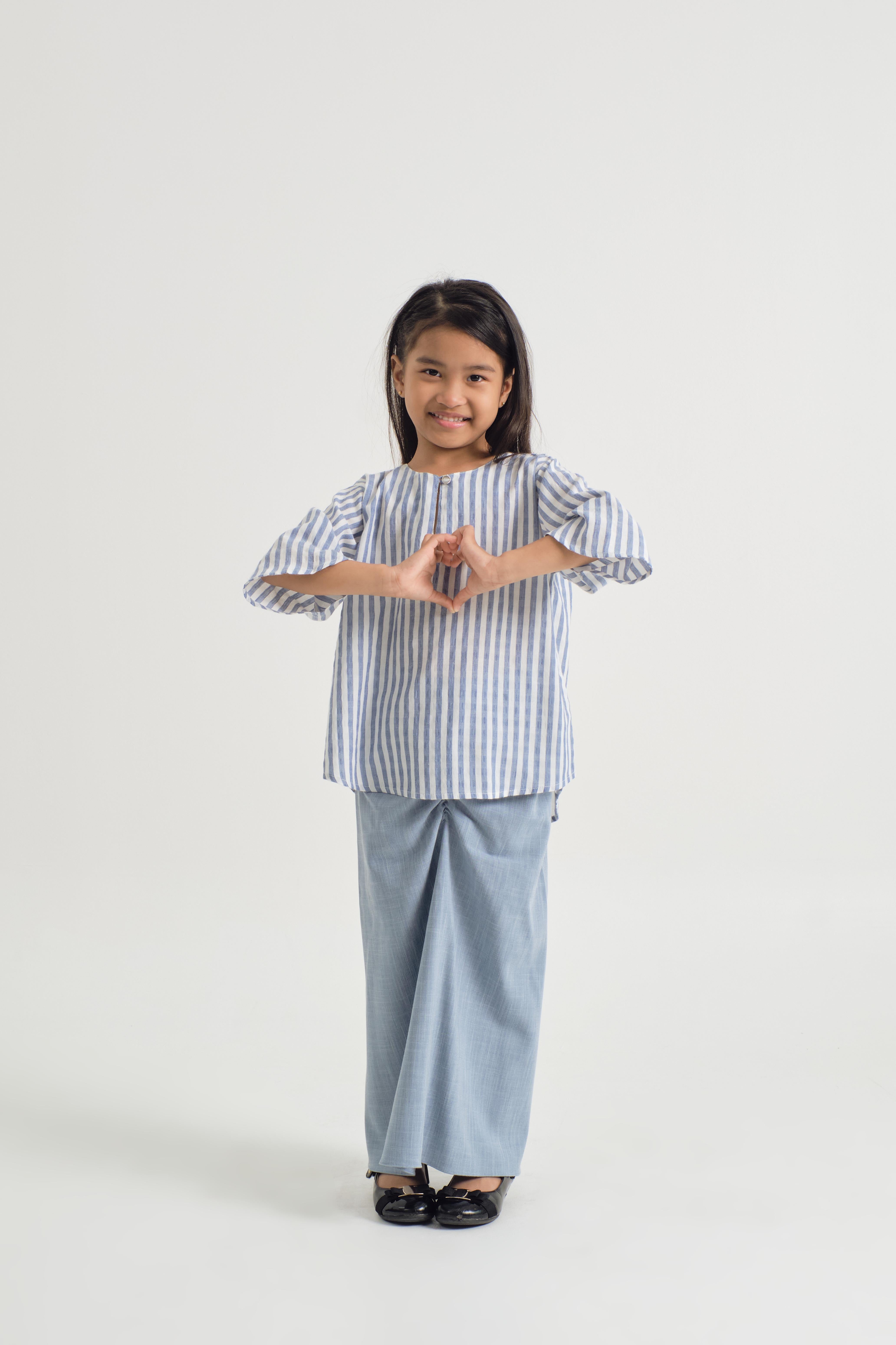 Pangku Girls Kurung Kedah - Stripe Blue