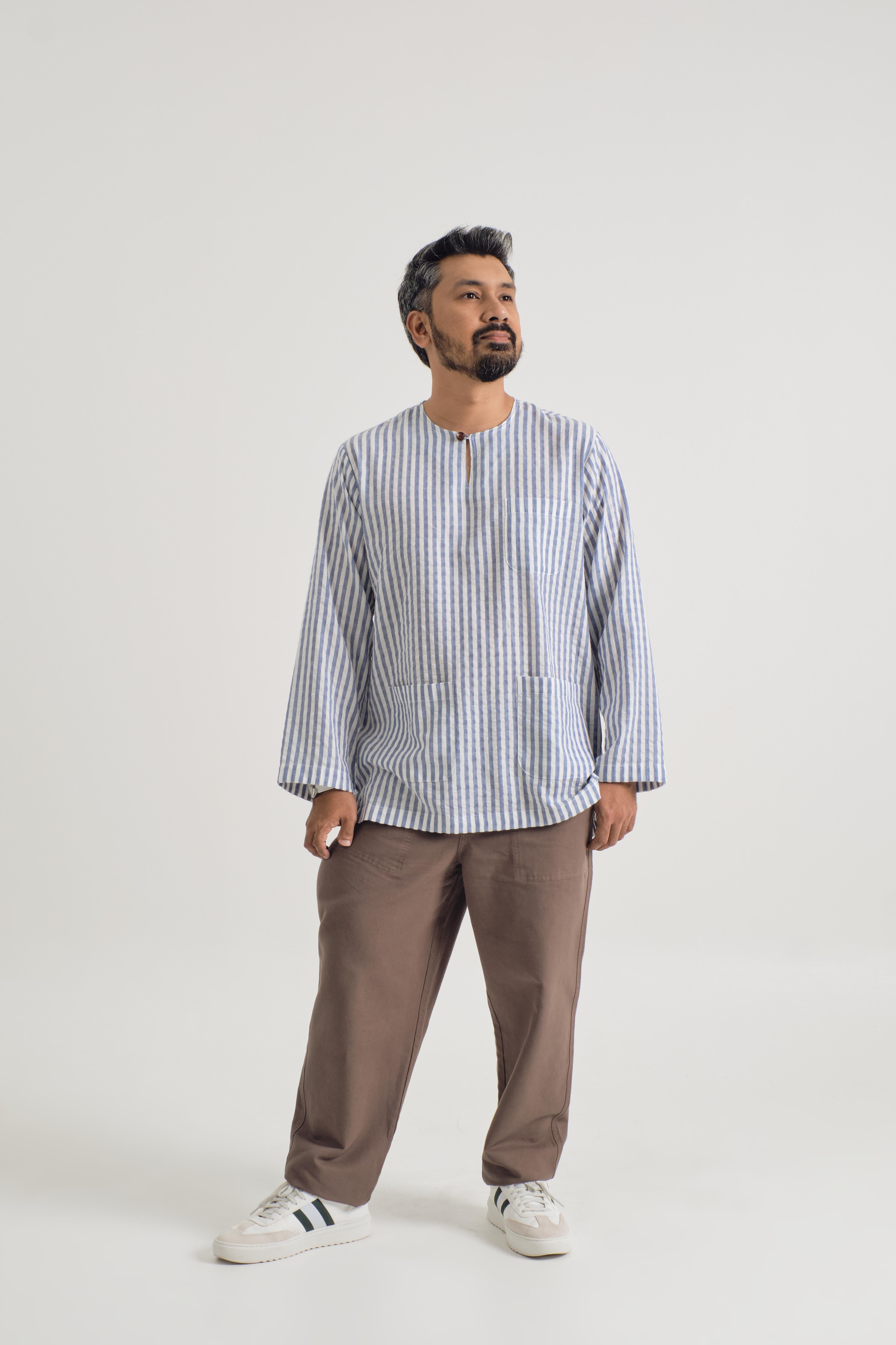 Pangku Men Top Classic Fit - Stripe Blue