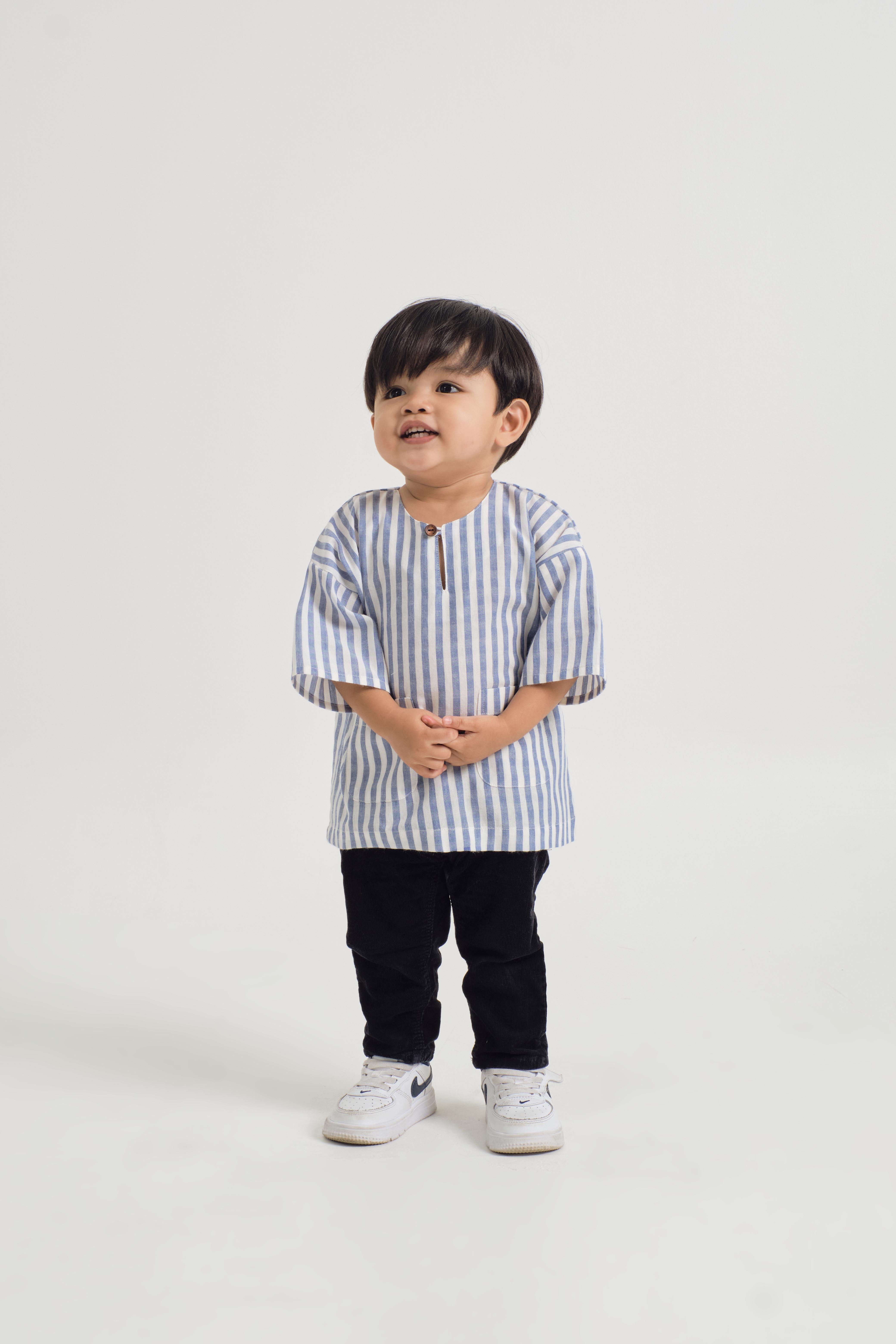 Pangku Baby Boys Top - Stripe Blue