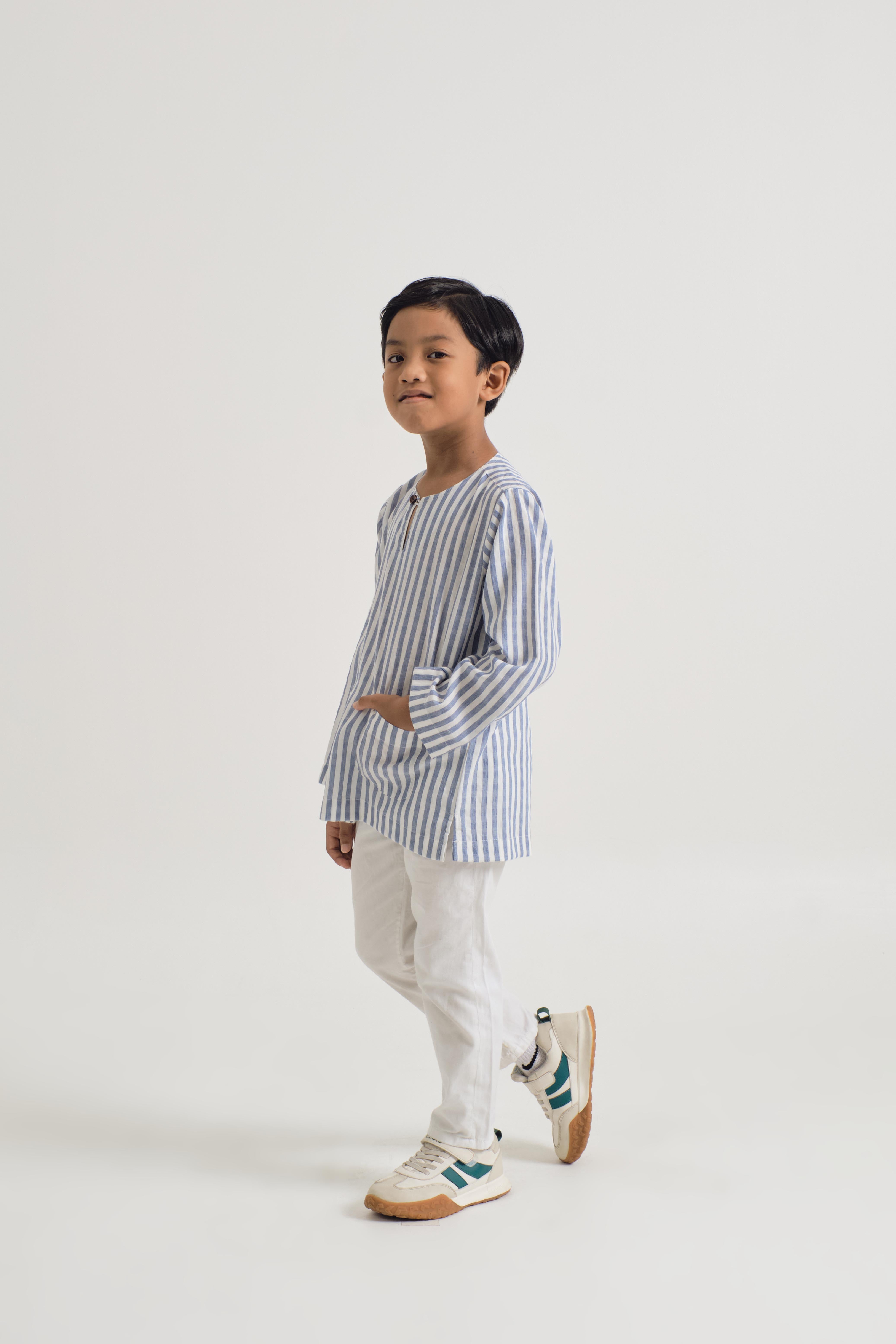 Pangku Boys Top - Stripe Blue