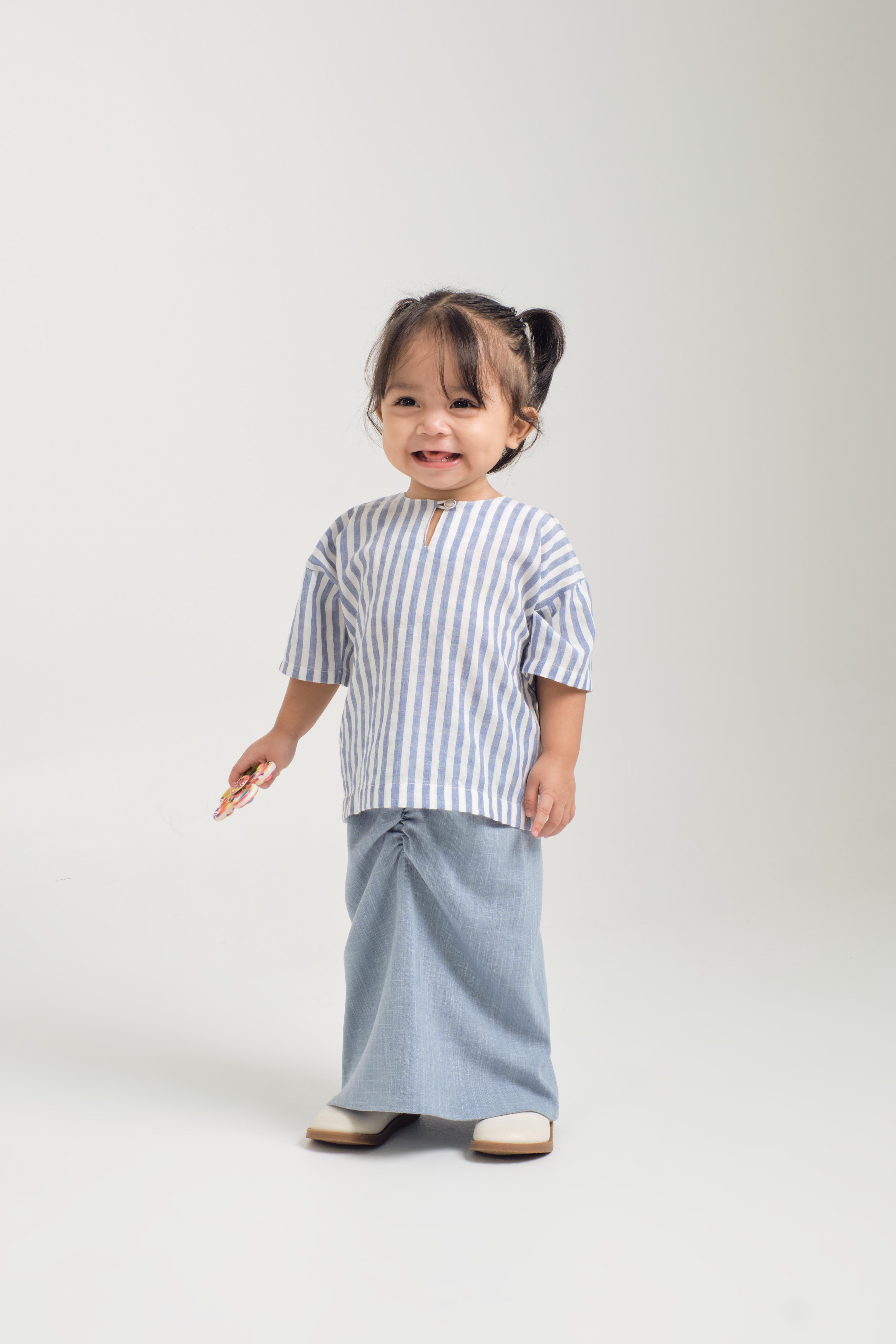 Pangku Baby Girls Kurung Kedah - Stripe Blue