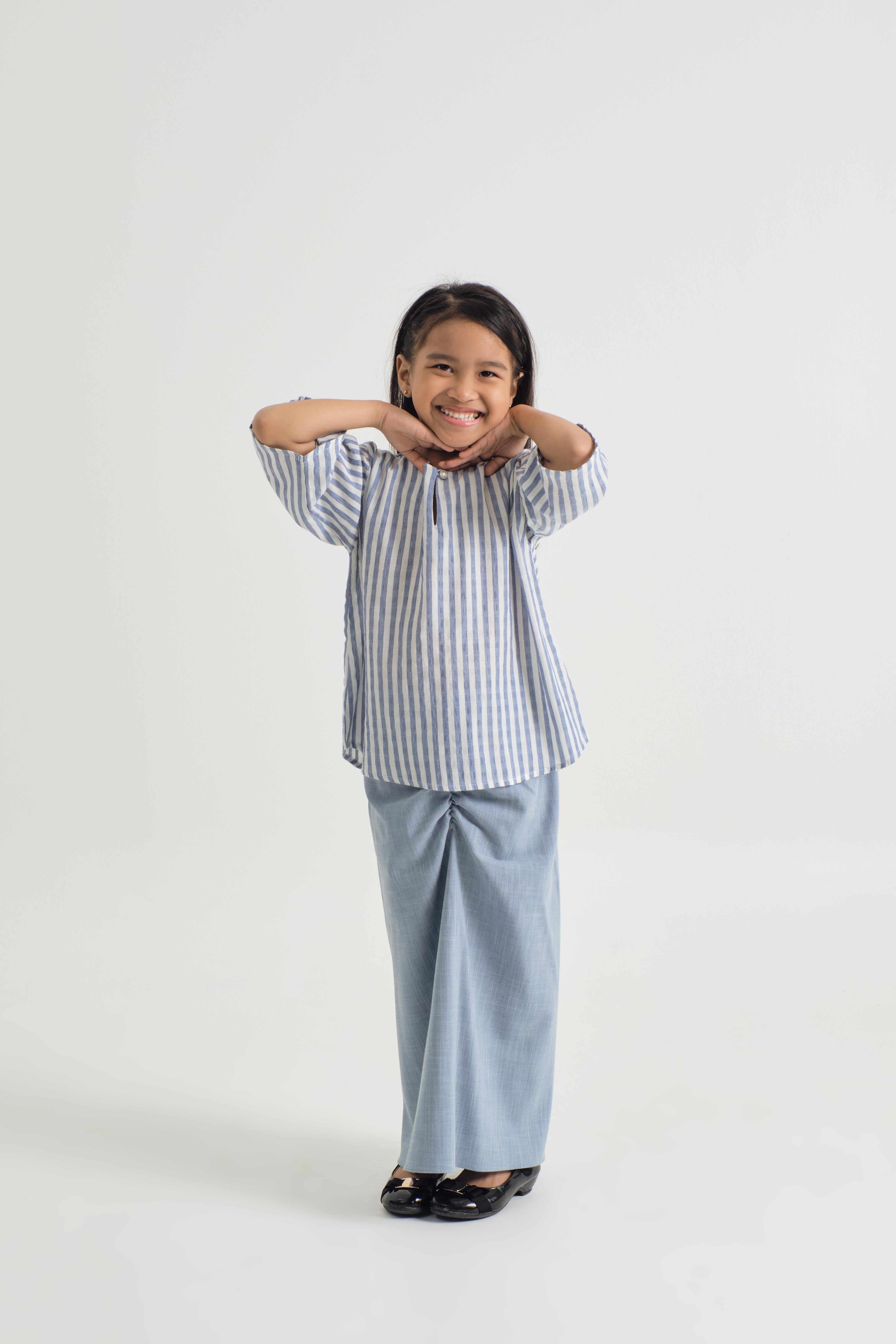 Pangku Girls Kurung Kedah - Stripe Blue