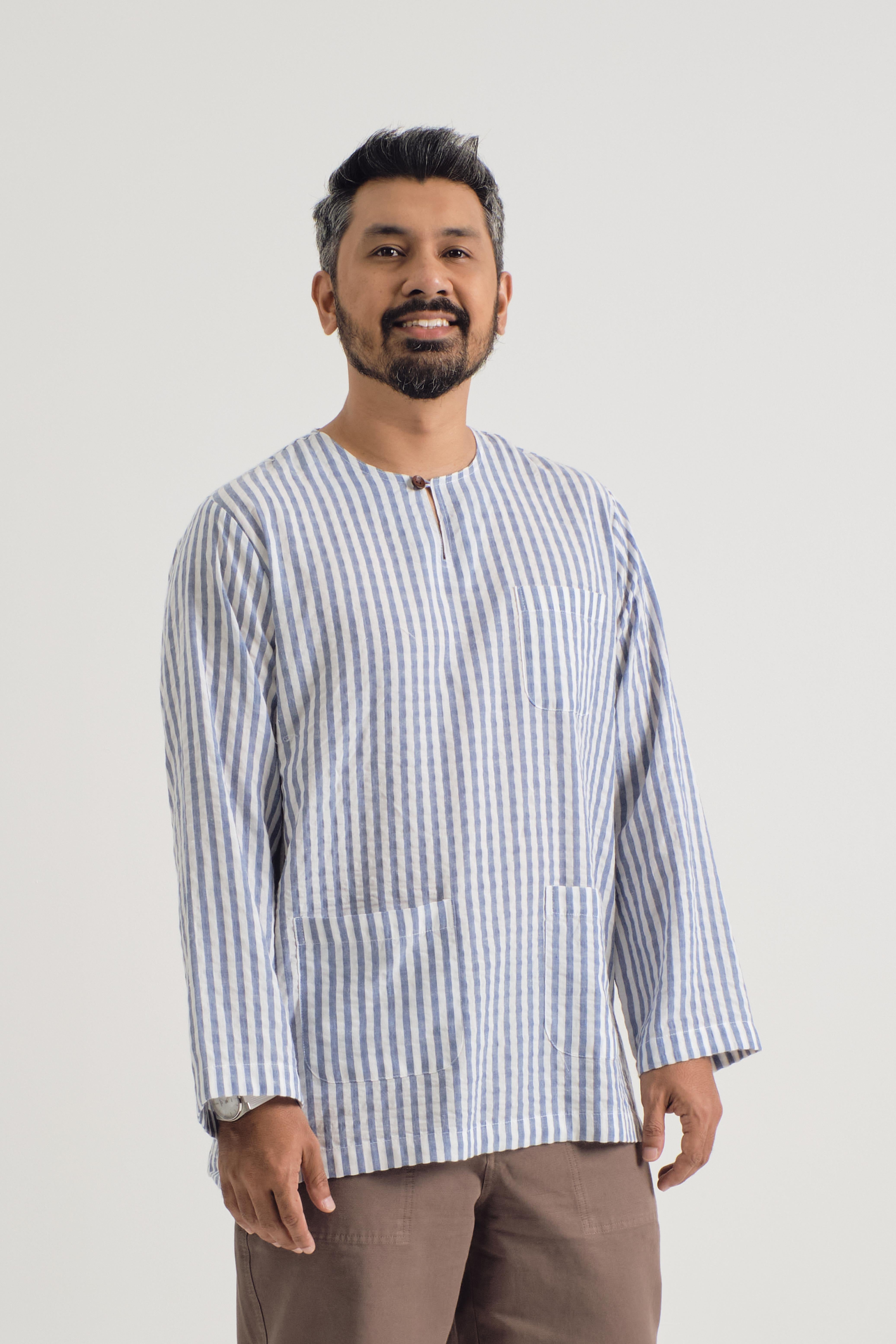 Pangku Men Top Classic Fit - Stripe Blue