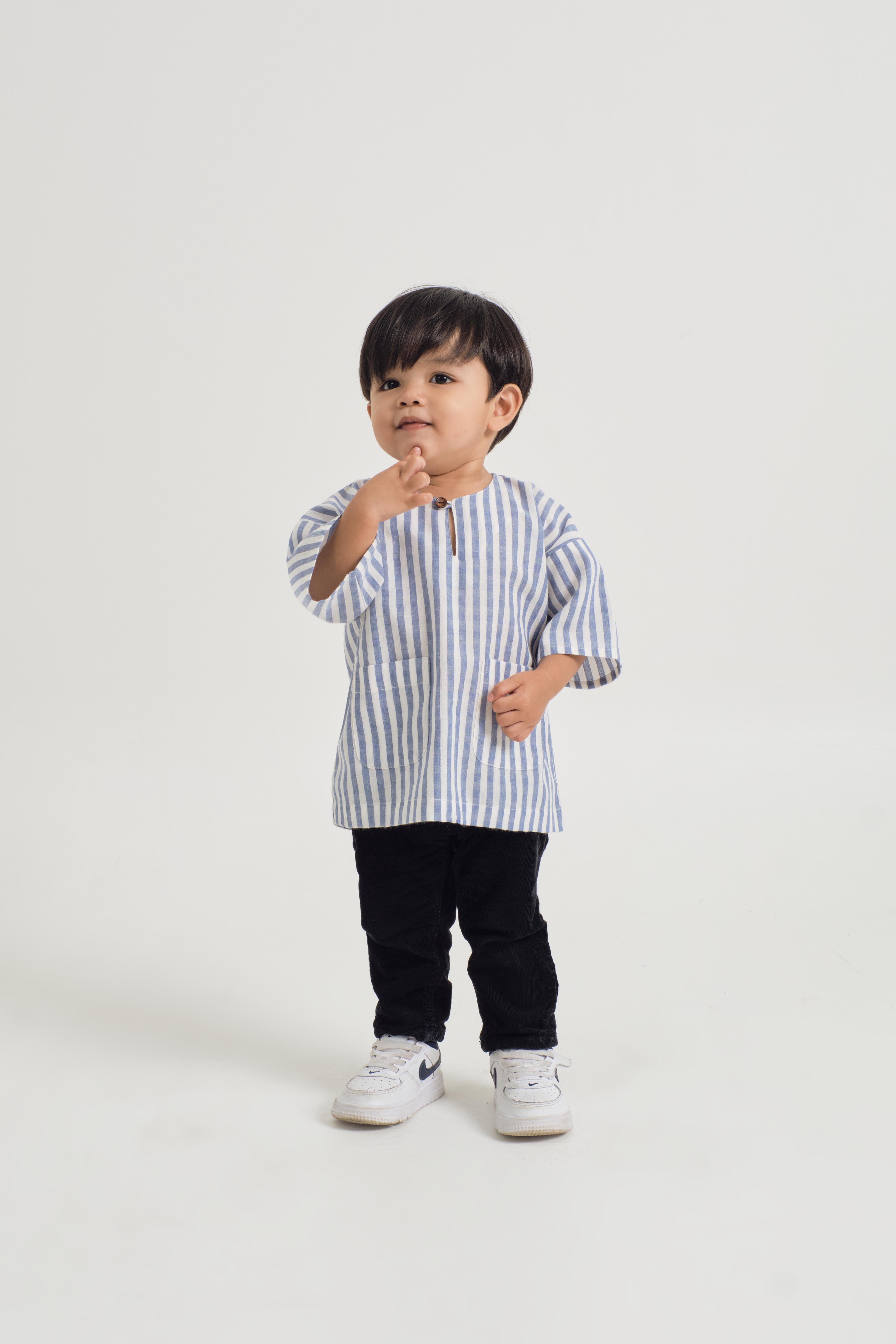 Pangku Baby Boys Top - Stripe Blue