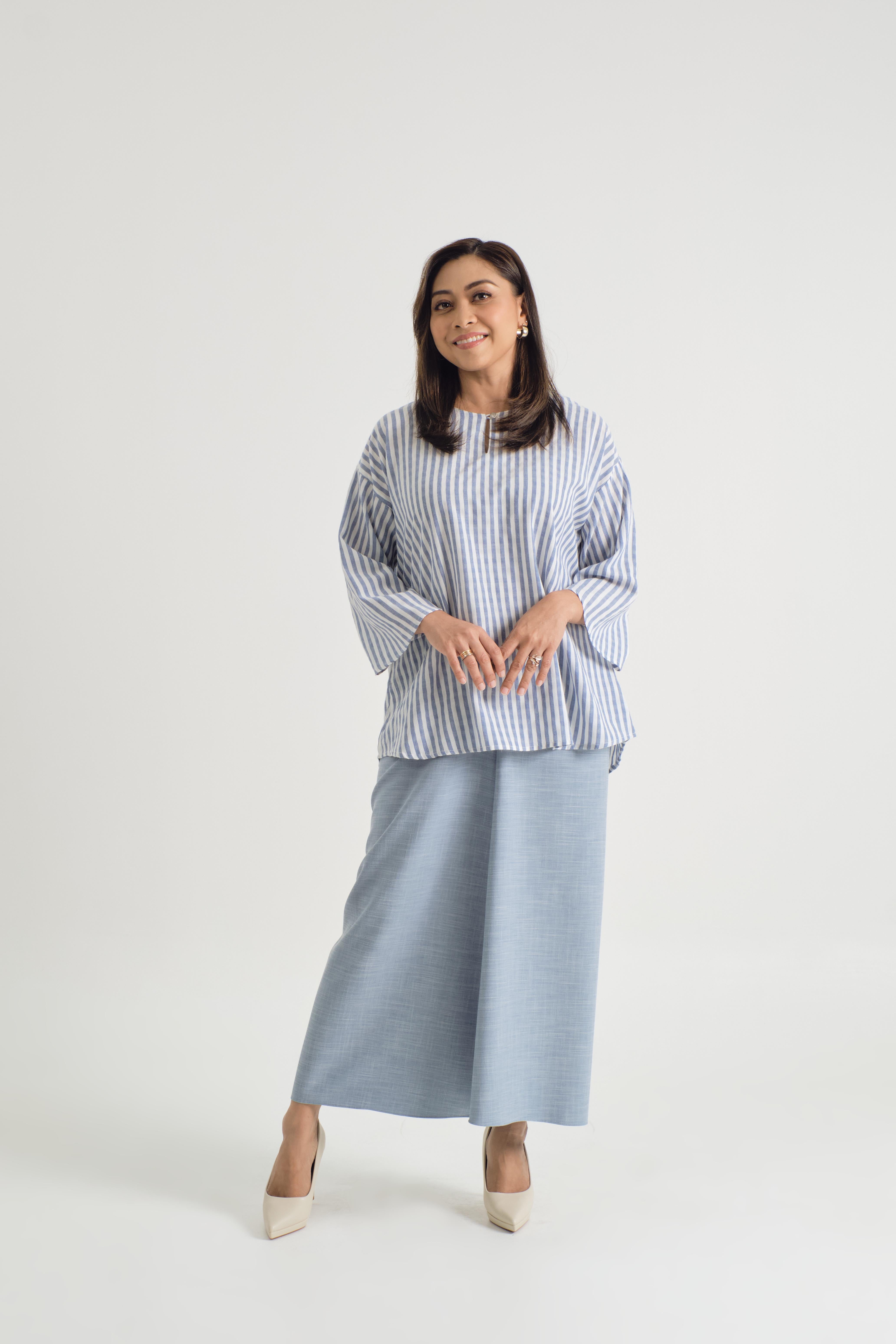 Pangku Baju Kurung Kedah - Stripe Blue