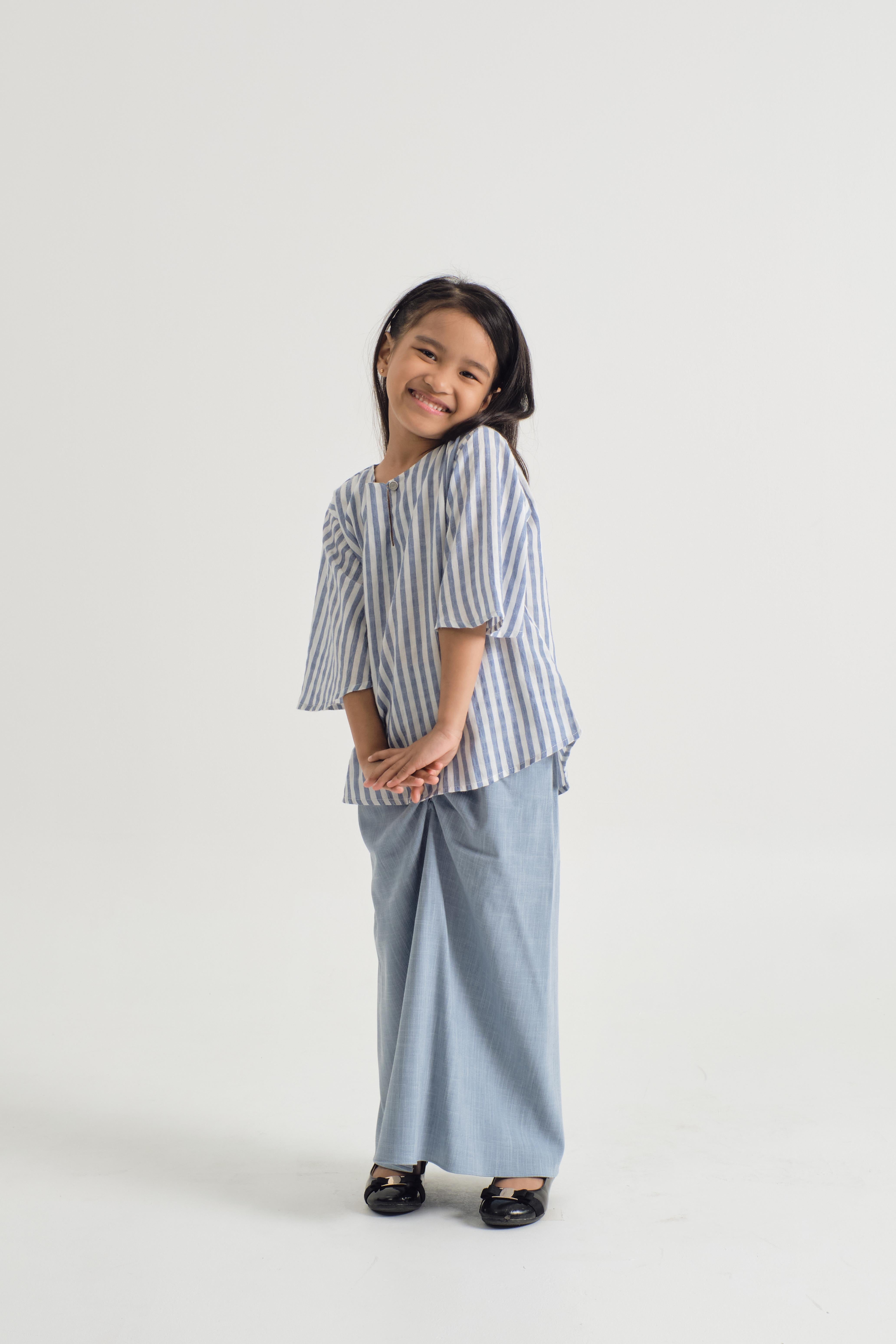 Pangku Girls Kurung Kedah - Stripe Blue