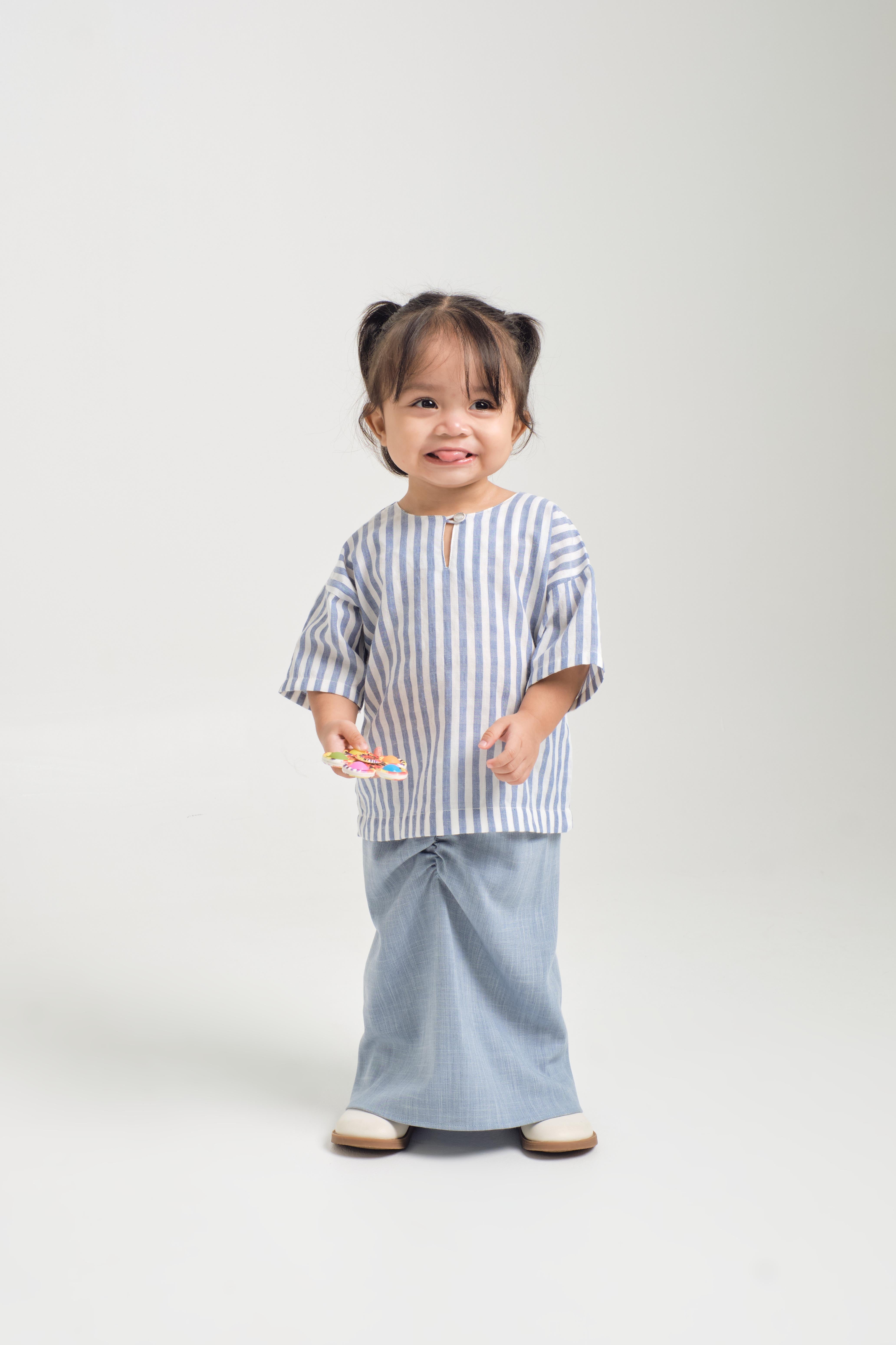 Pangku Baby Girls Kurung Kedah - Stripe Blue