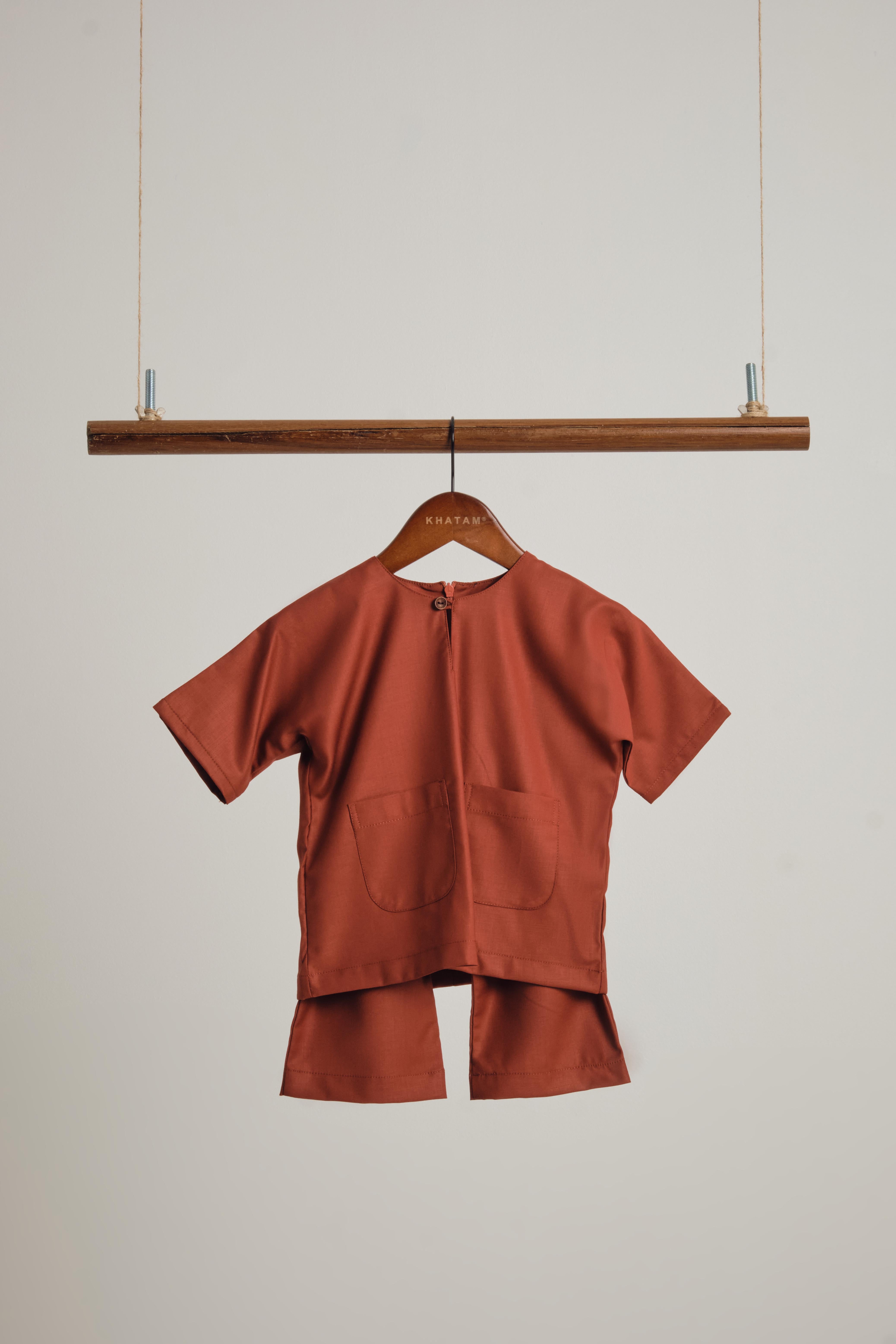 Patawali Baby Boys Baju Melayu Teluk Belanga - Brick Red